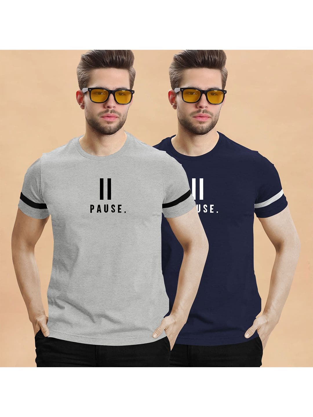 TRIPR Men Pack Of 2 Typography Printed Round Neck T-shirt - view 1