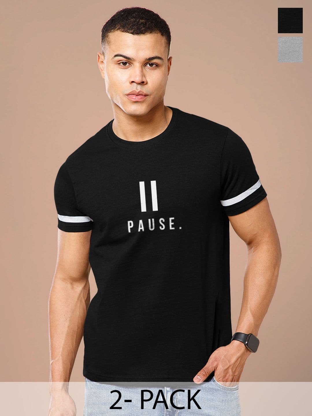 TRIPR Pack Of 2 Typography Printed Regular Fit T-shirt - view 1