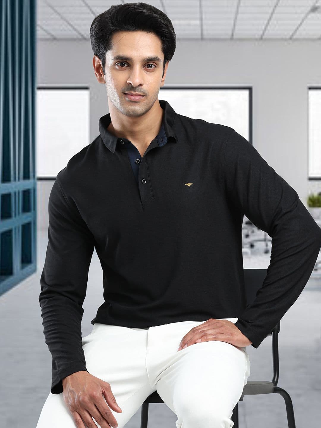 STELLERS Men Full Sleeve Wrinkle Free Stretchable Polo Collar T-shirt - view 1