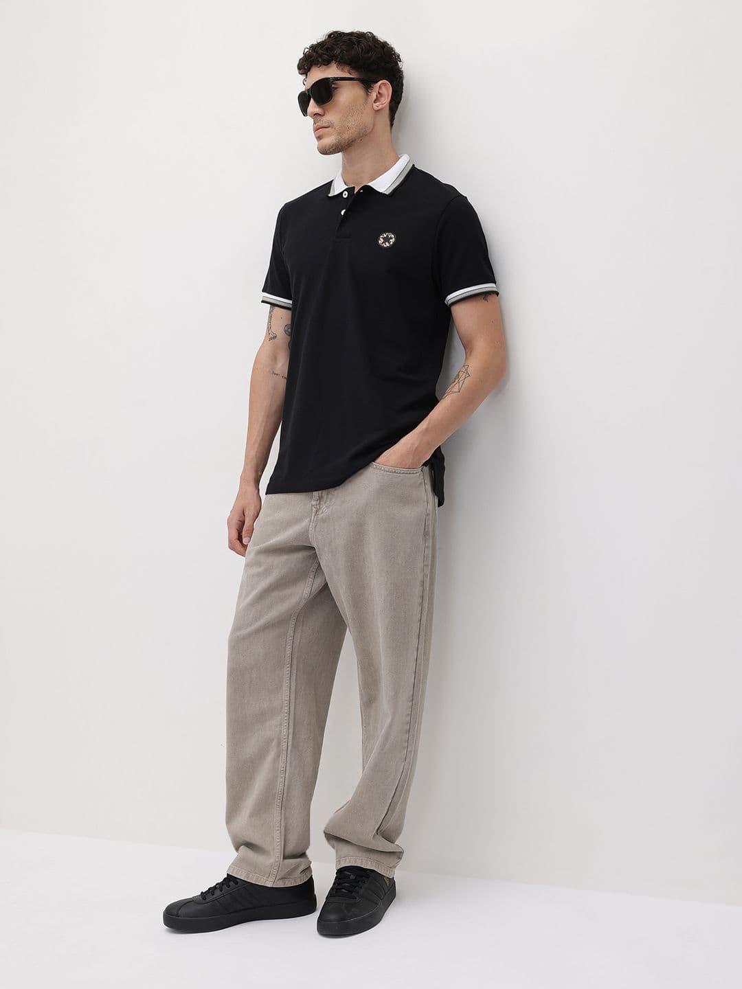 The Roadster Lifestyle Co. Men Polo Collar Pure Cotton Applique T-shirt - view 1