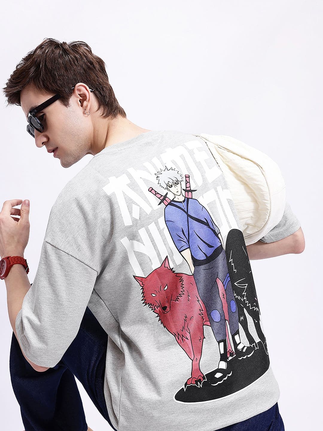 Kook N Keech Anime Nippon Printed Drop-Shoulder Sleeves Oversized T-shirt - view 1