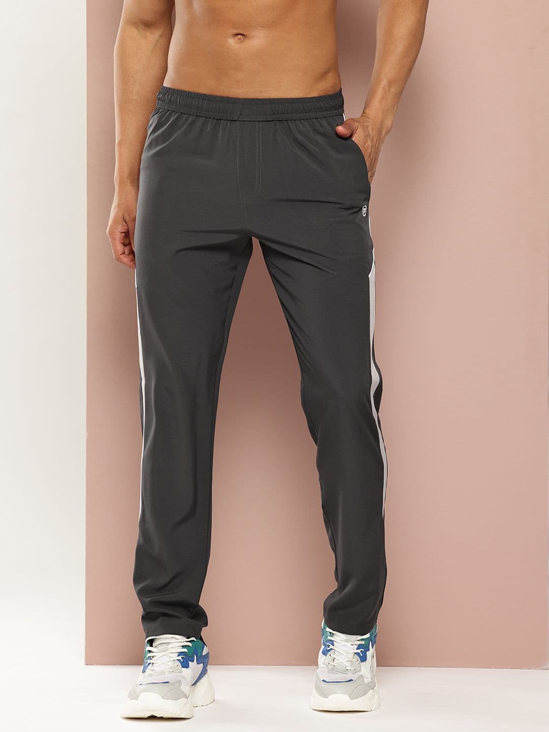 TURNFIT Men Straight Fit Gym Track Pants With Side Striped Detail - view 1