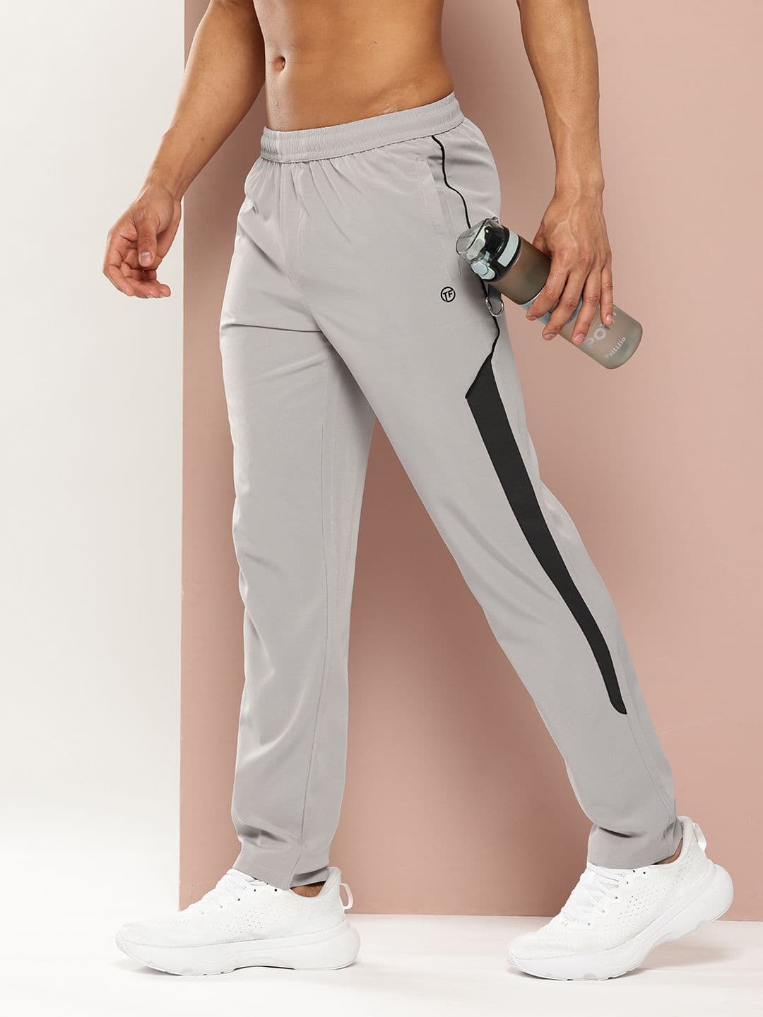 TURNFIT Men Straight Fit Gym Track Pants With Side Striped Detail - view 1