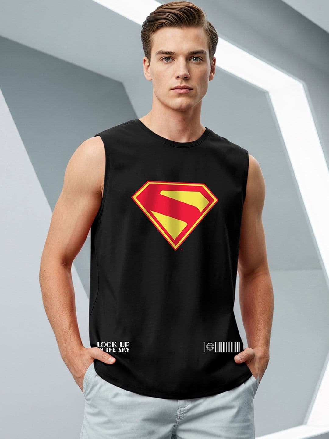 Bewakoof Men Superman Superhero Printed Round Neck Cotton Oversized T-shirt - view 1