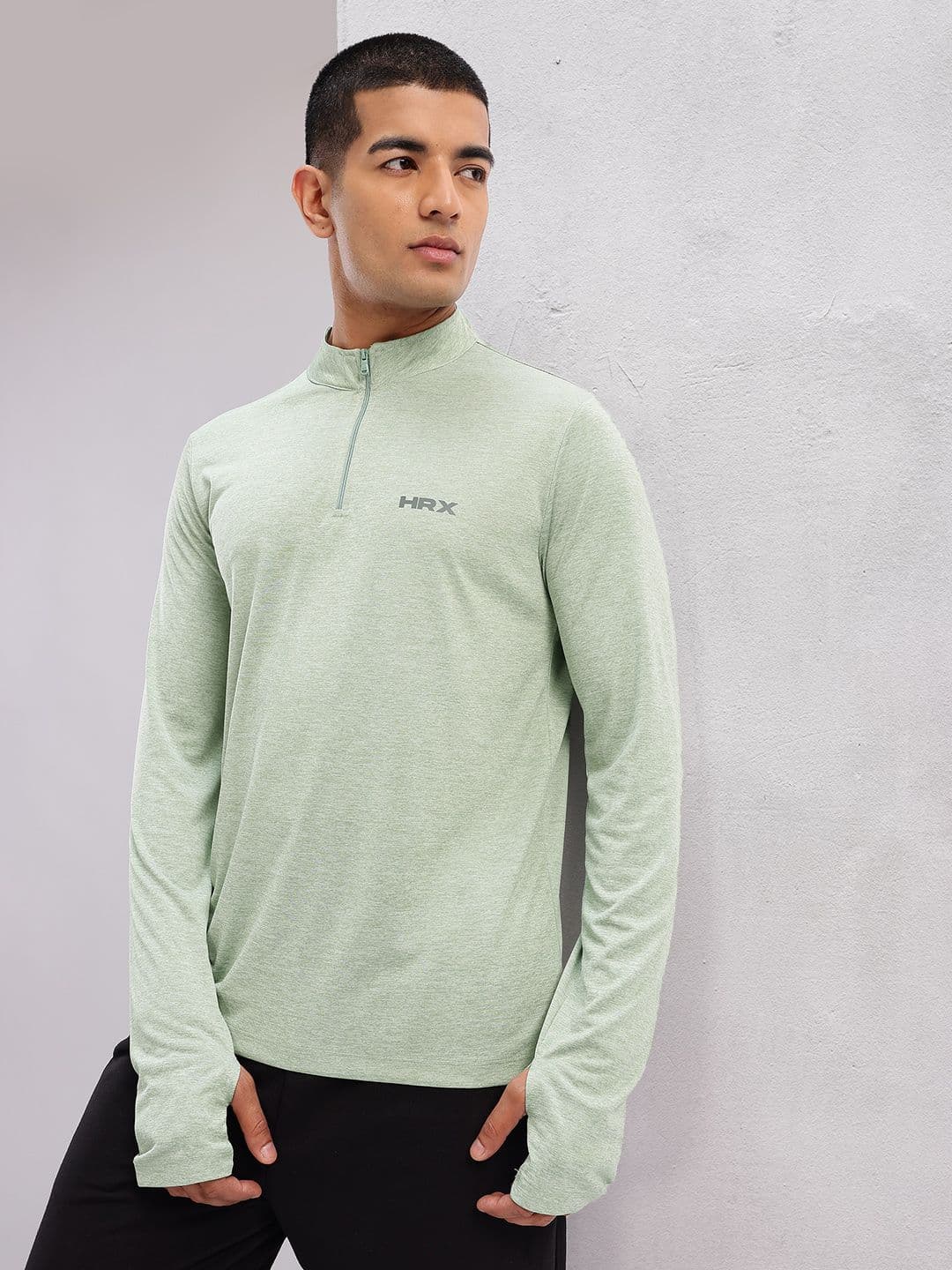 HRX by Hrithik Roshan Mock Collar Thumb Hole Sleeves T-shirt - view 1