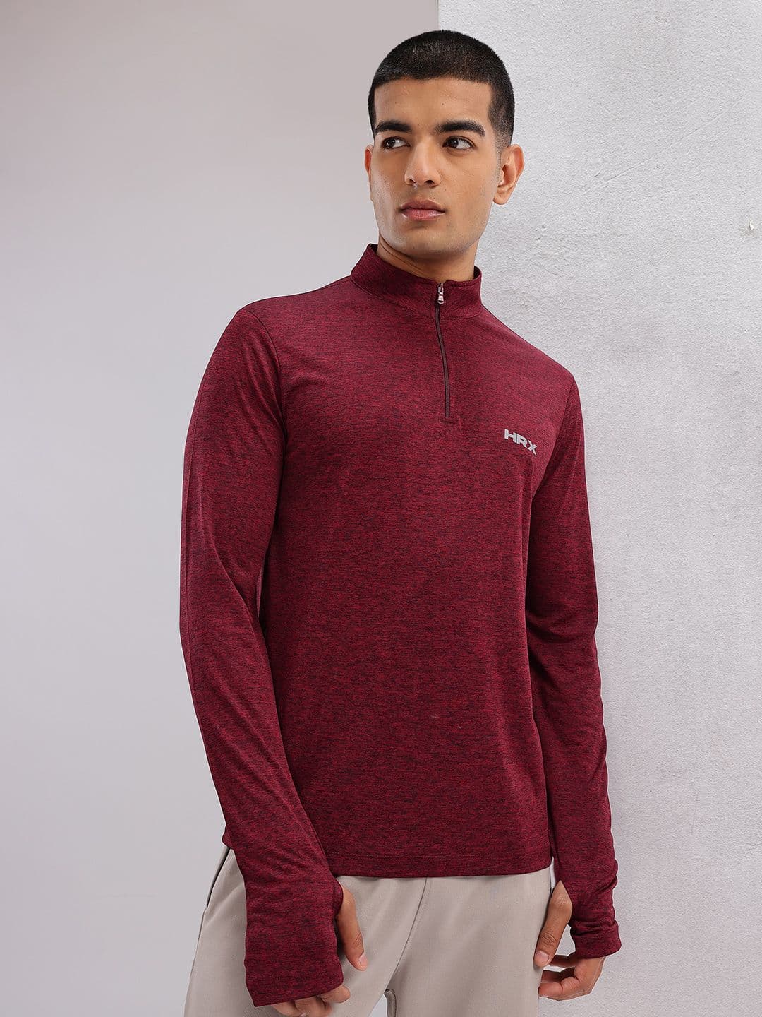 HRX by Hrithik Roshan Mock Collar Thumb Hole Sleeves T-shirt - view 1