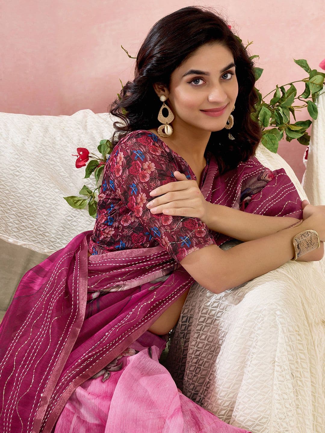 Satrani Women Floral Printed Ready to Wear Saree - view 1