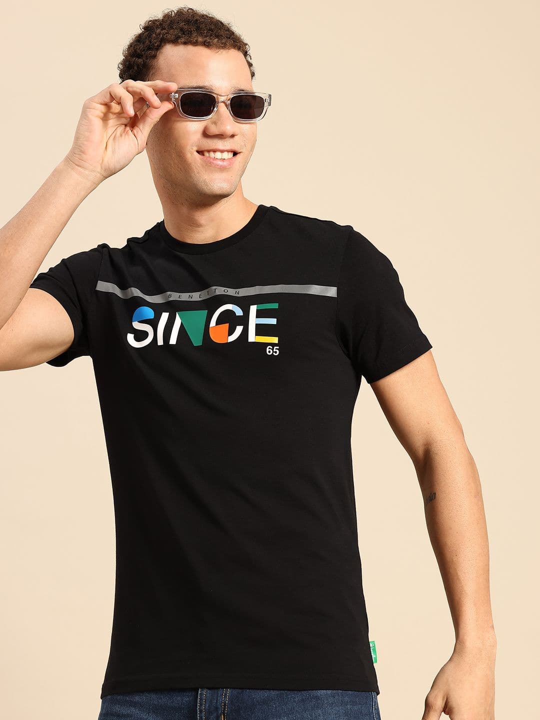 United Colors of Benetton Typography Printed Pure Cotton T-shirt - view 1