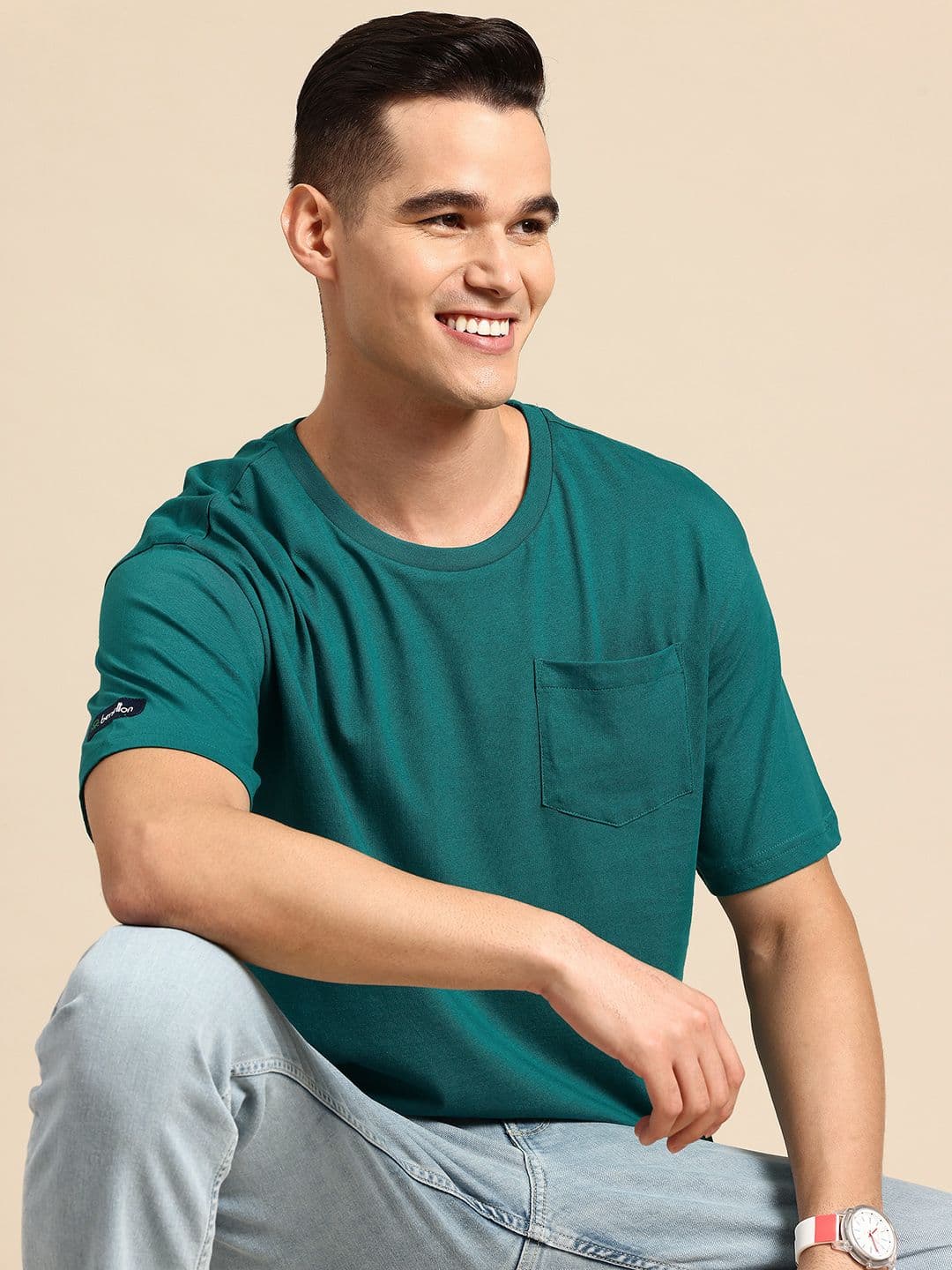 United Colors of Benetton Drop-Shoulder Sleeves Pure Cotton Relaxed Fit T-shirt - view 1