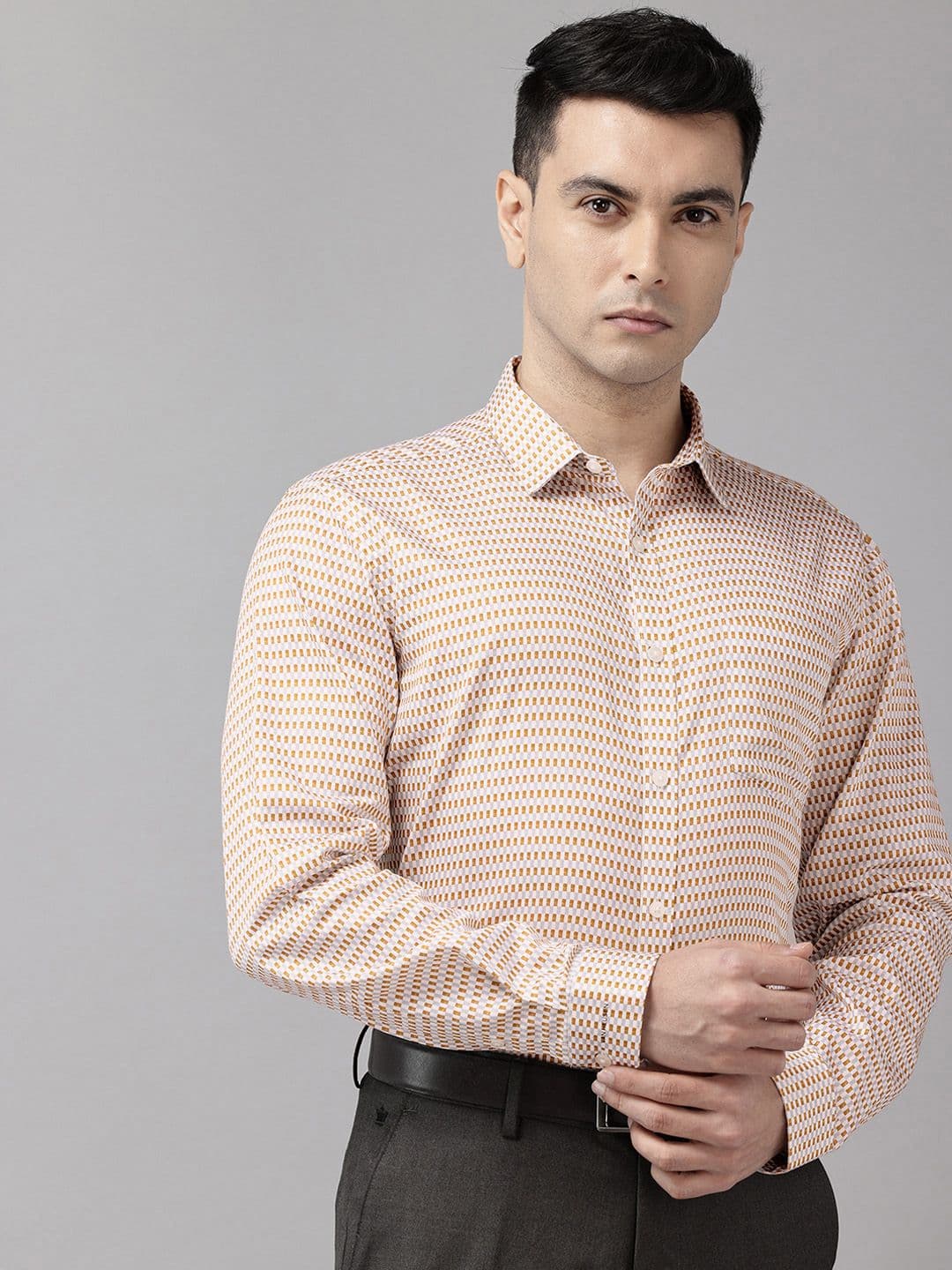 Van Heusen Pure Cotton Slim Fit Geometric Printed Formal Shirt - view 1