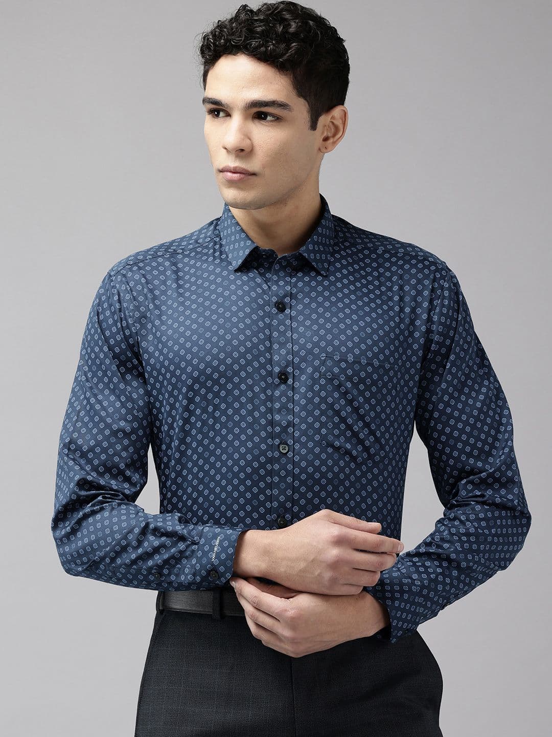 Van Heusen Slim Fit Printed Pure Cotton Formal Shirt - view 1