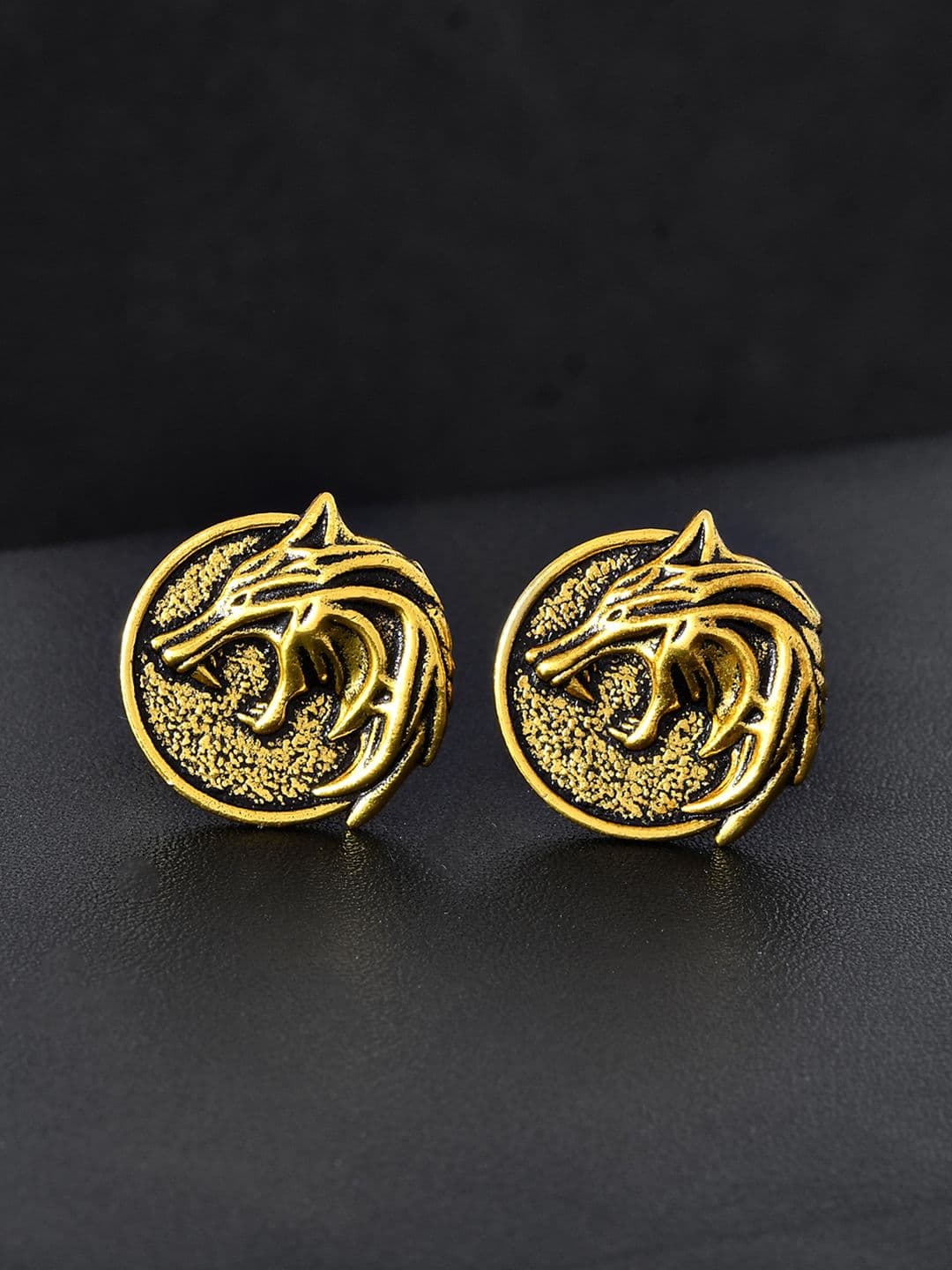Voylla Statement The Lone Alpha Golden Cufflinks - view 1