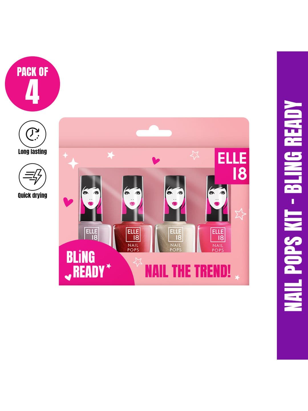 ELLE 18 Long Lasting & Quick Drying Nail Pop Kit - Bling Ready - view 1