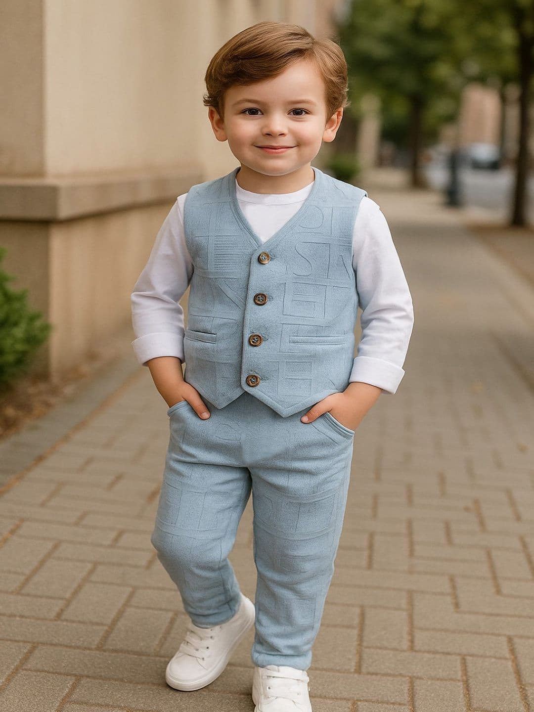 Ninas Boys Self Design 3-Piece Suit With Bow Tie - view 1