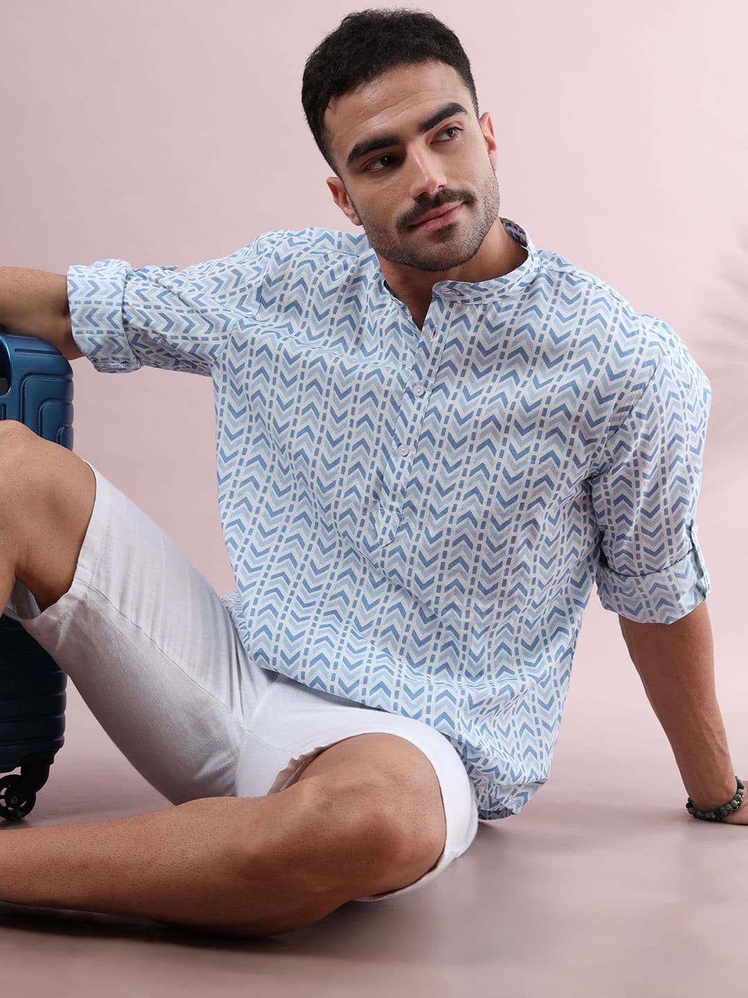 FILORI STUDIO Men Geometric Printed Festive Pure Cotton Straight Kurta - view 1