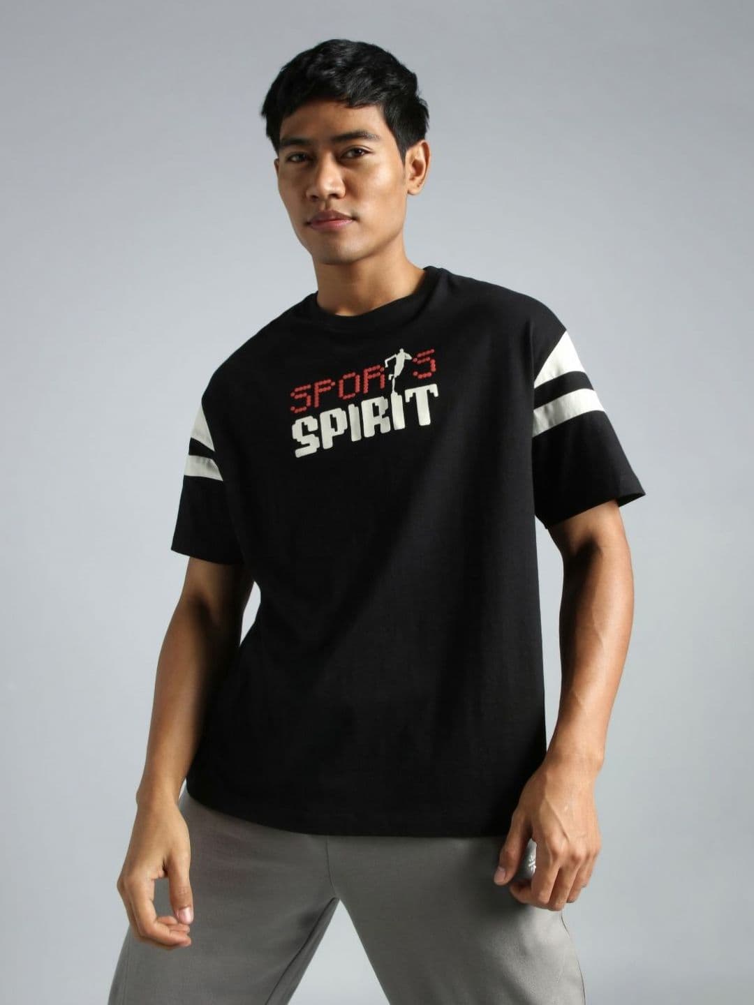 Cult Men Black Sports Spirit Graphic Relaxed Fit T-Shirt - view 1