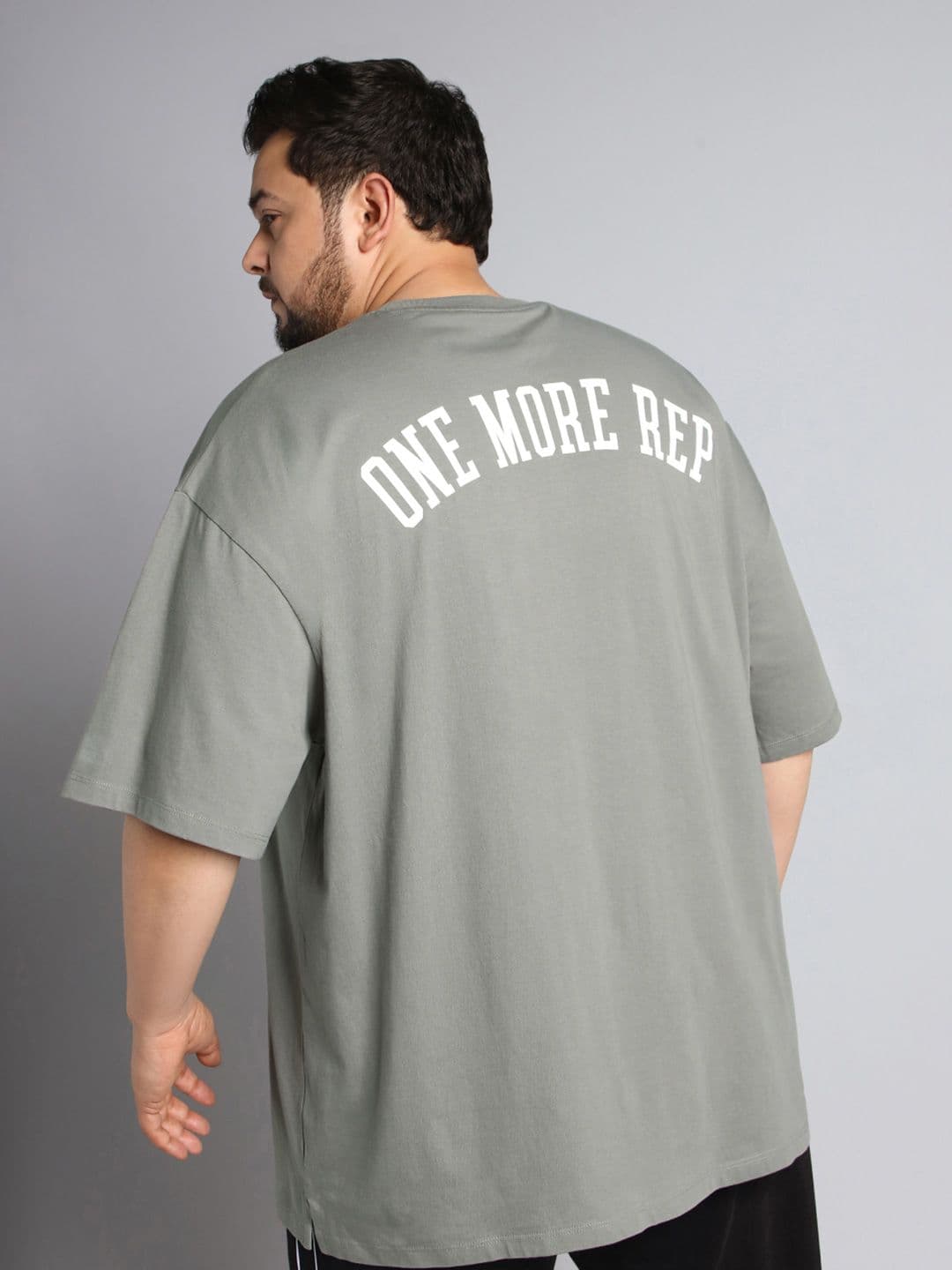 CULT Men Dark Grey One More Rep Graphic Plus Size T-shirt - view 1