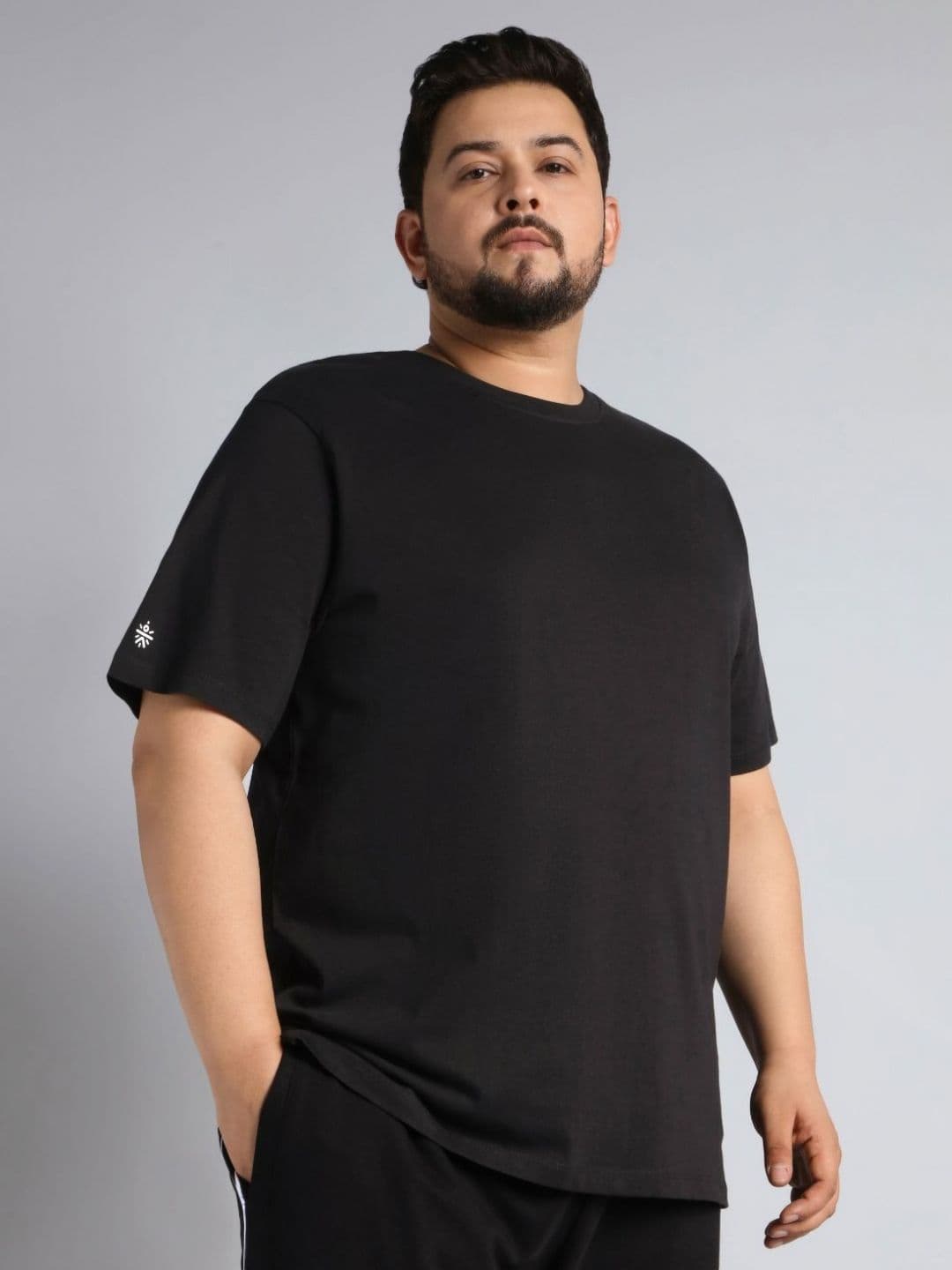 CULT Men Black Cotton Plus Size Everyday T-shirt - view 1