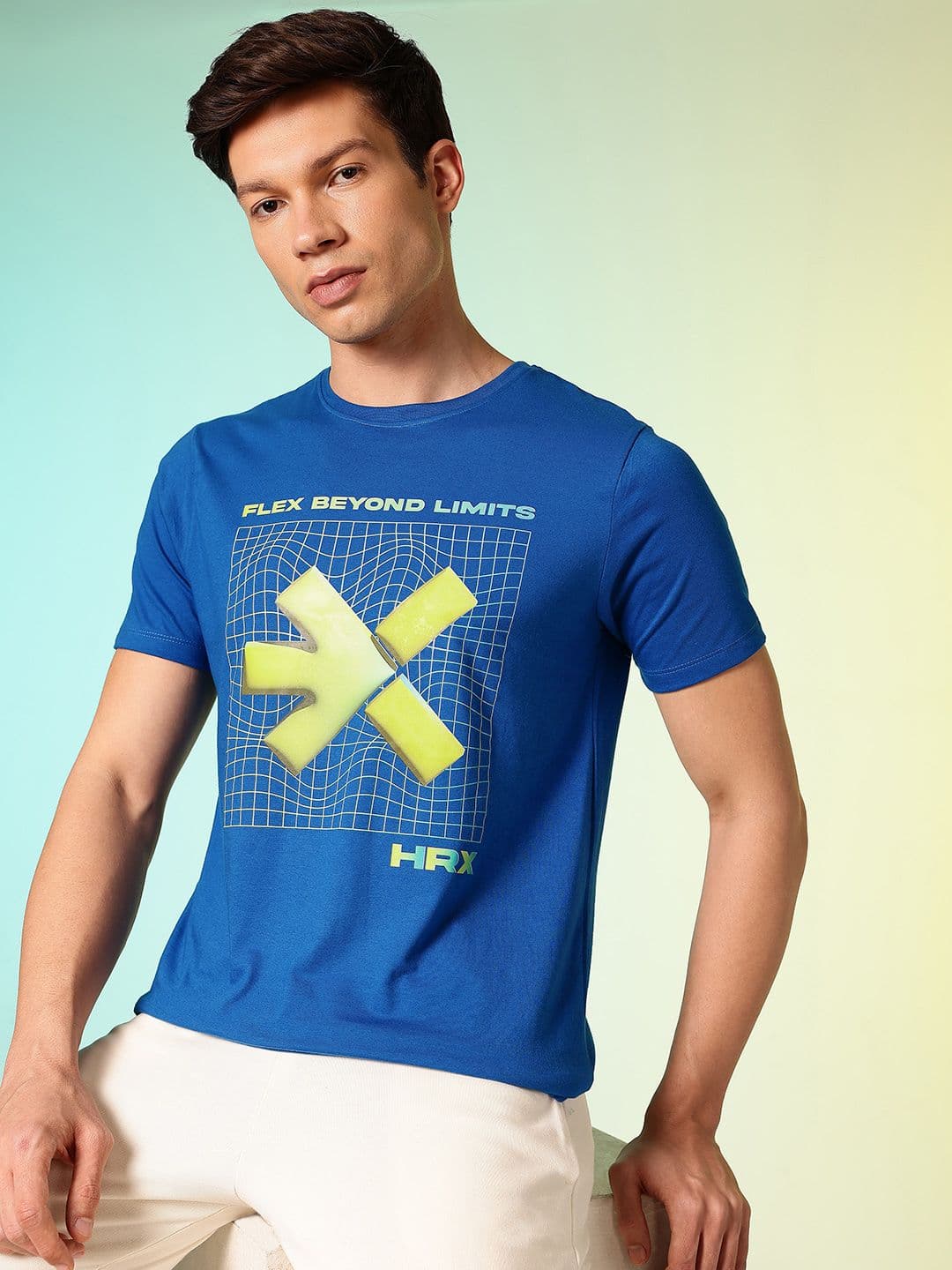 HRX by Hrithik Roshan Brand Logo Printed Pure Cotton T-shirt - view 1