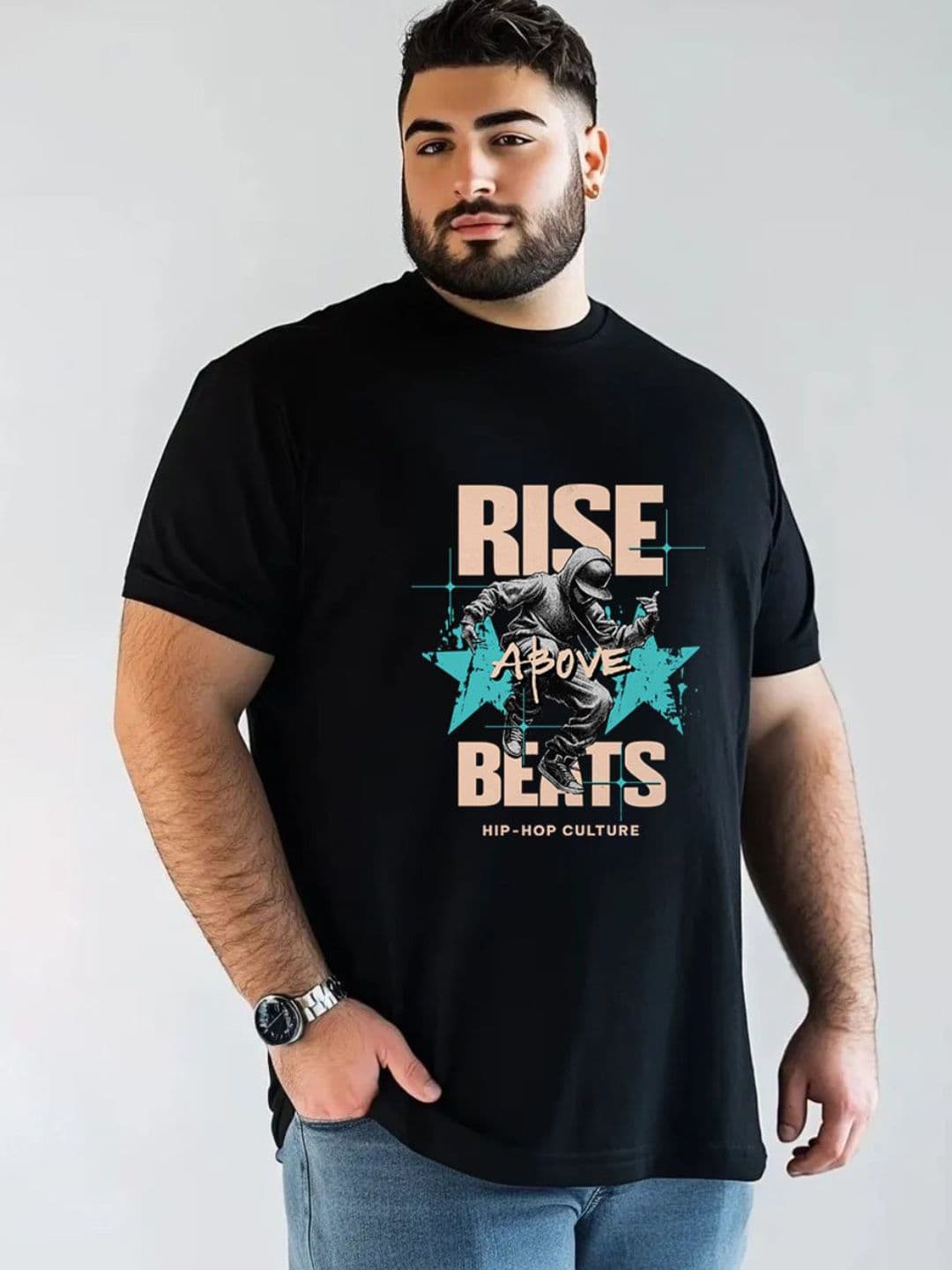 Toodle Plus Size Men Printed Cotton Regular Fit T-shirt - view 1