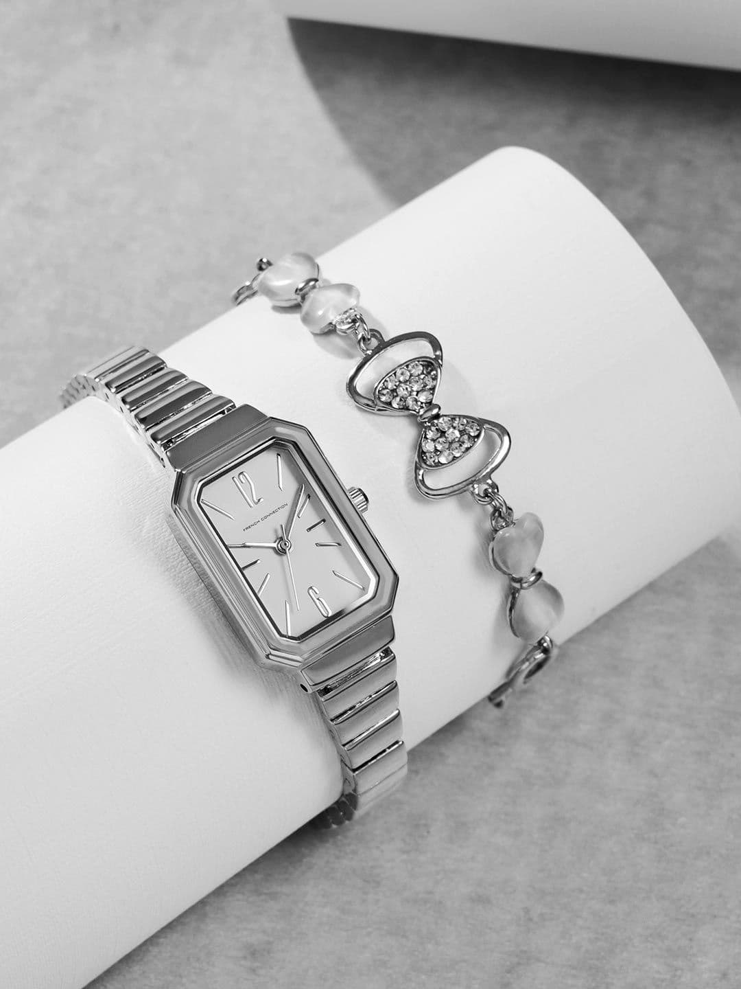 French Connection Women Rectangular Dial Analogue Watch Gift Set FCW18SM - view 1