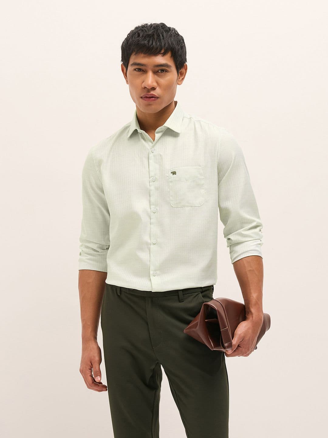 THE BEAR HOUSE Men Tailored Fit Vertical Striped Spread Collar Formal Shirt - view 1