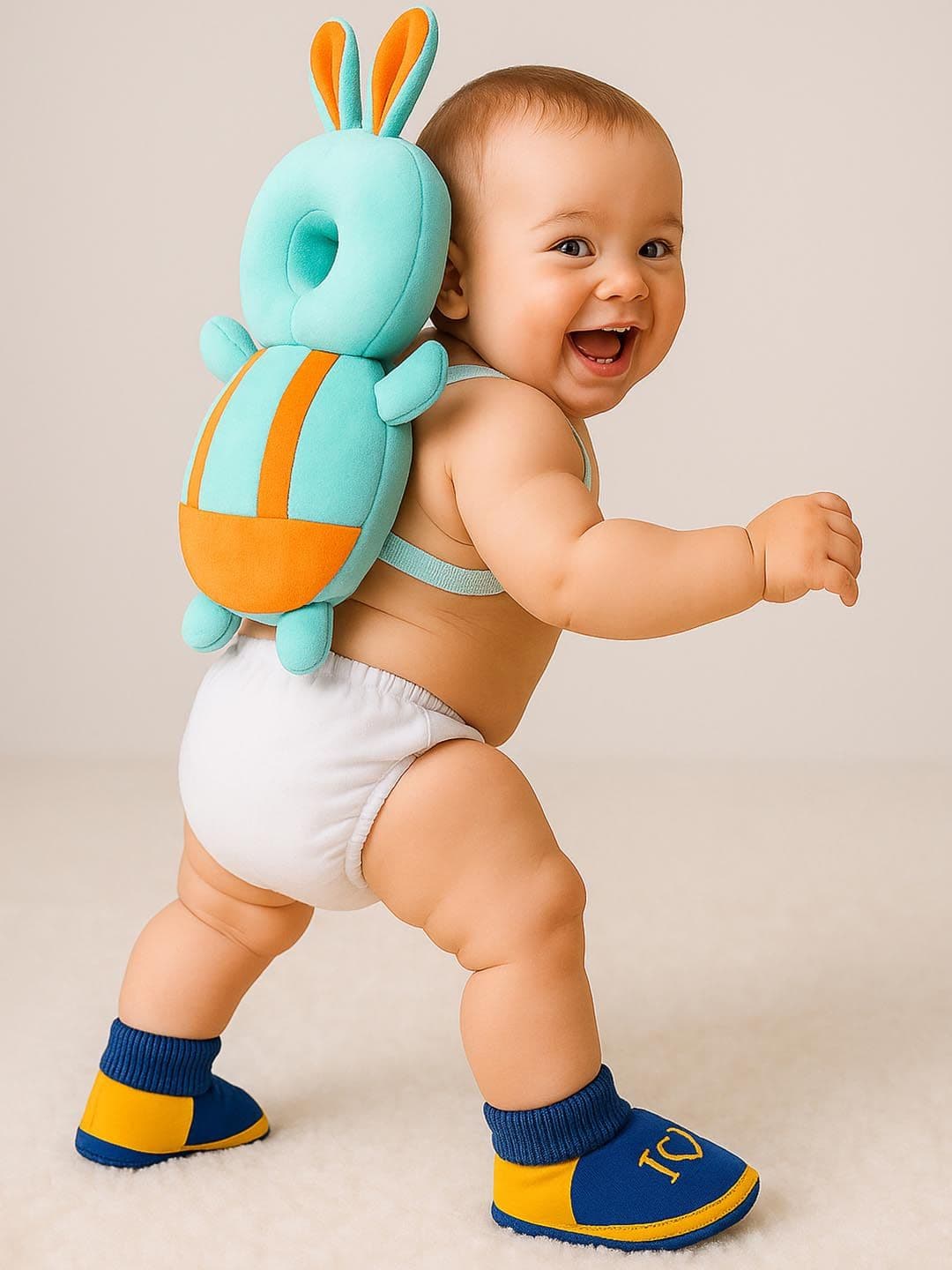 Smartots Green Rabbit Crawling & Walking Soft Baby Head Protector with Booties - view 1