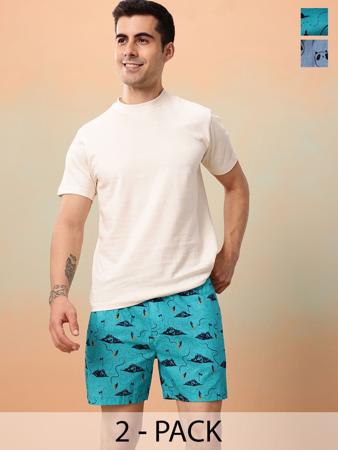 Mast & Harbour Men Pack of 2 Printed Pure Cotton Boxers MNH-KEN-MBOX- PRINT-02ABJ - view 1