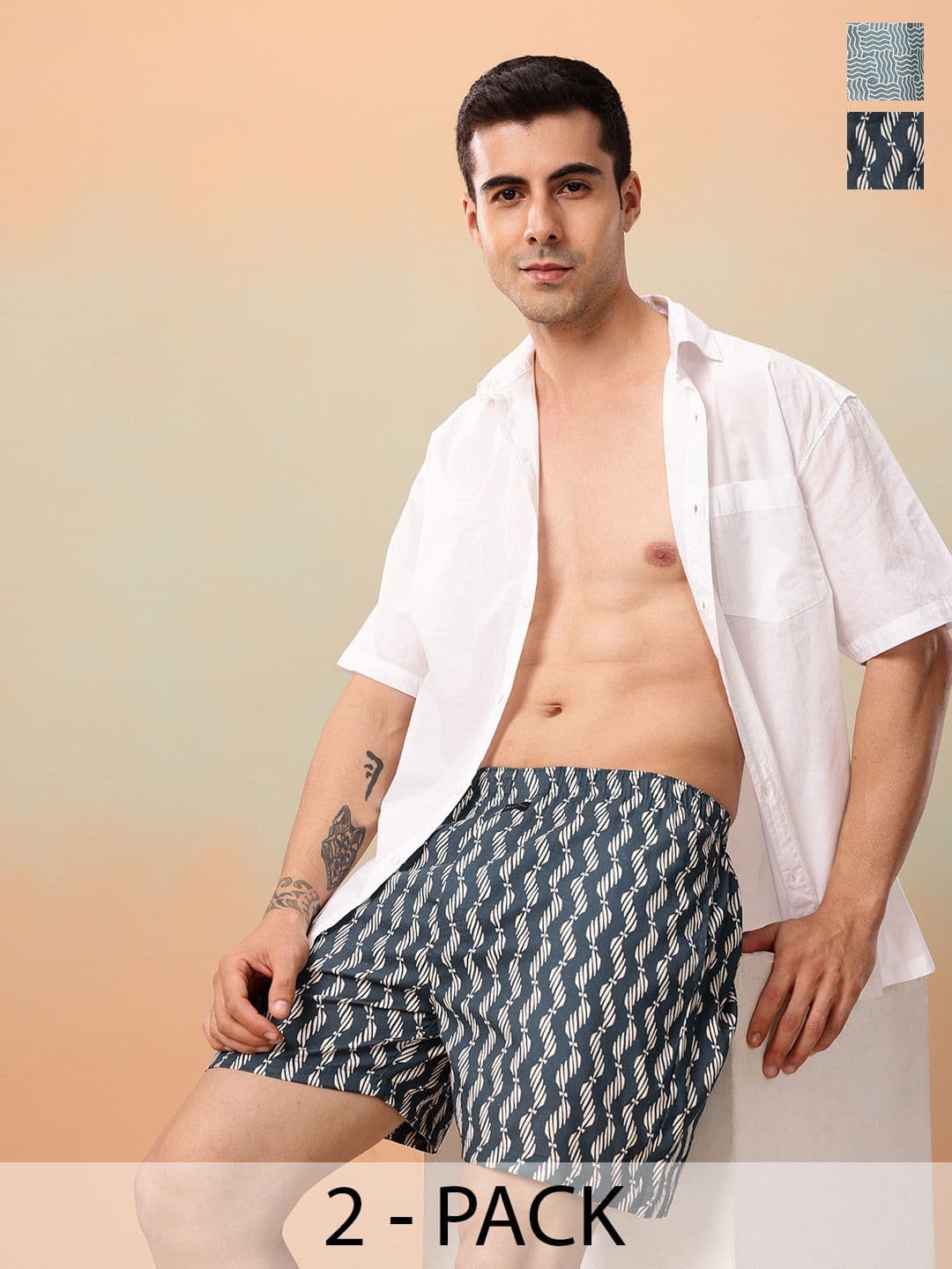 Mast & Harbour Men Pack of 2 Printed Pure Cotton Boxers MNH-KEN-MBOX- PRINT-02ABT - view 1