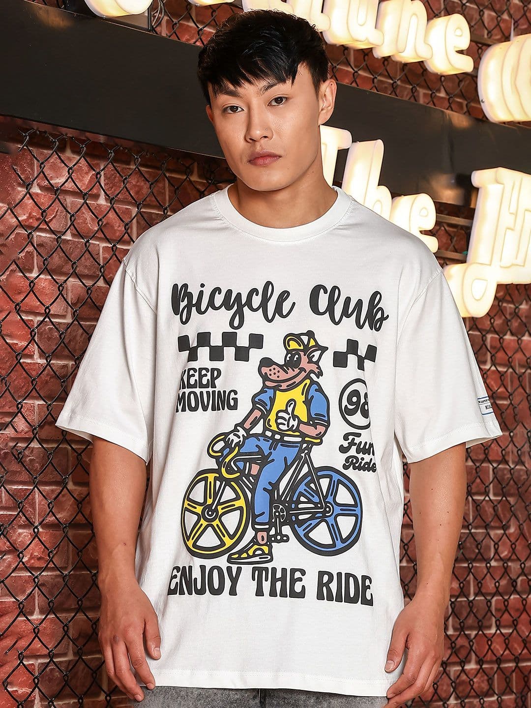 House of Koala Unisex Typography Drop-Shoulder Sleeves Pure Cotton Oversized T-shirt - view 1
