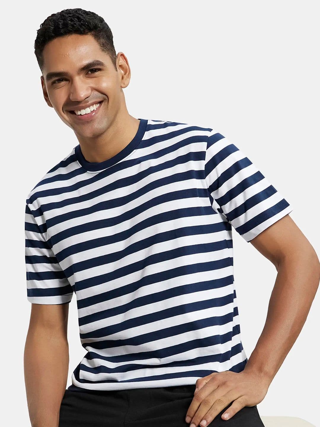 Jockey Super Combed Cotton Rich Striped Round Neck Half Sleeve Tshirt-2715 - view 1
