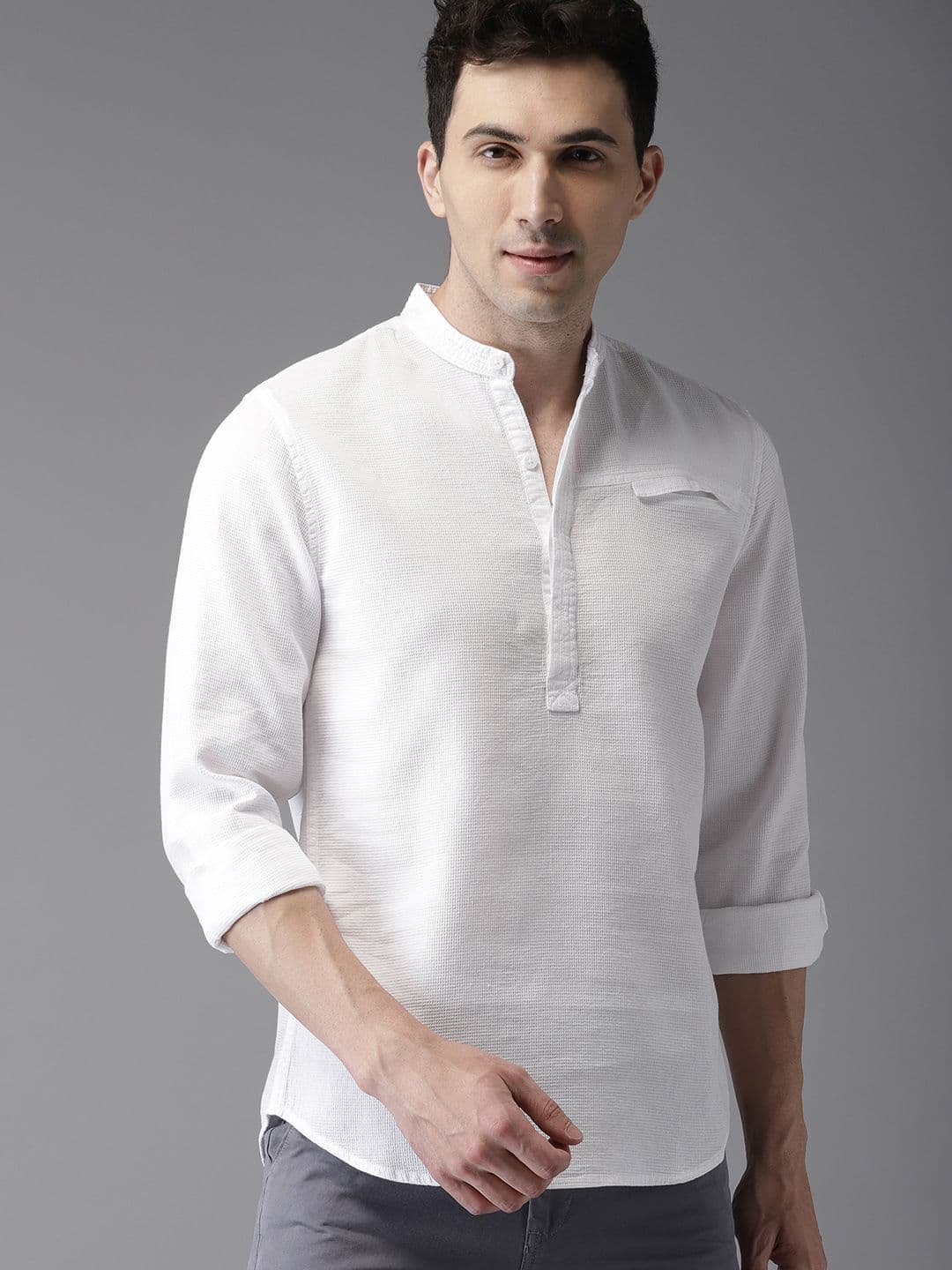 HERE&NOW Men White Regular Fit Solid Casual Shirt - view 1