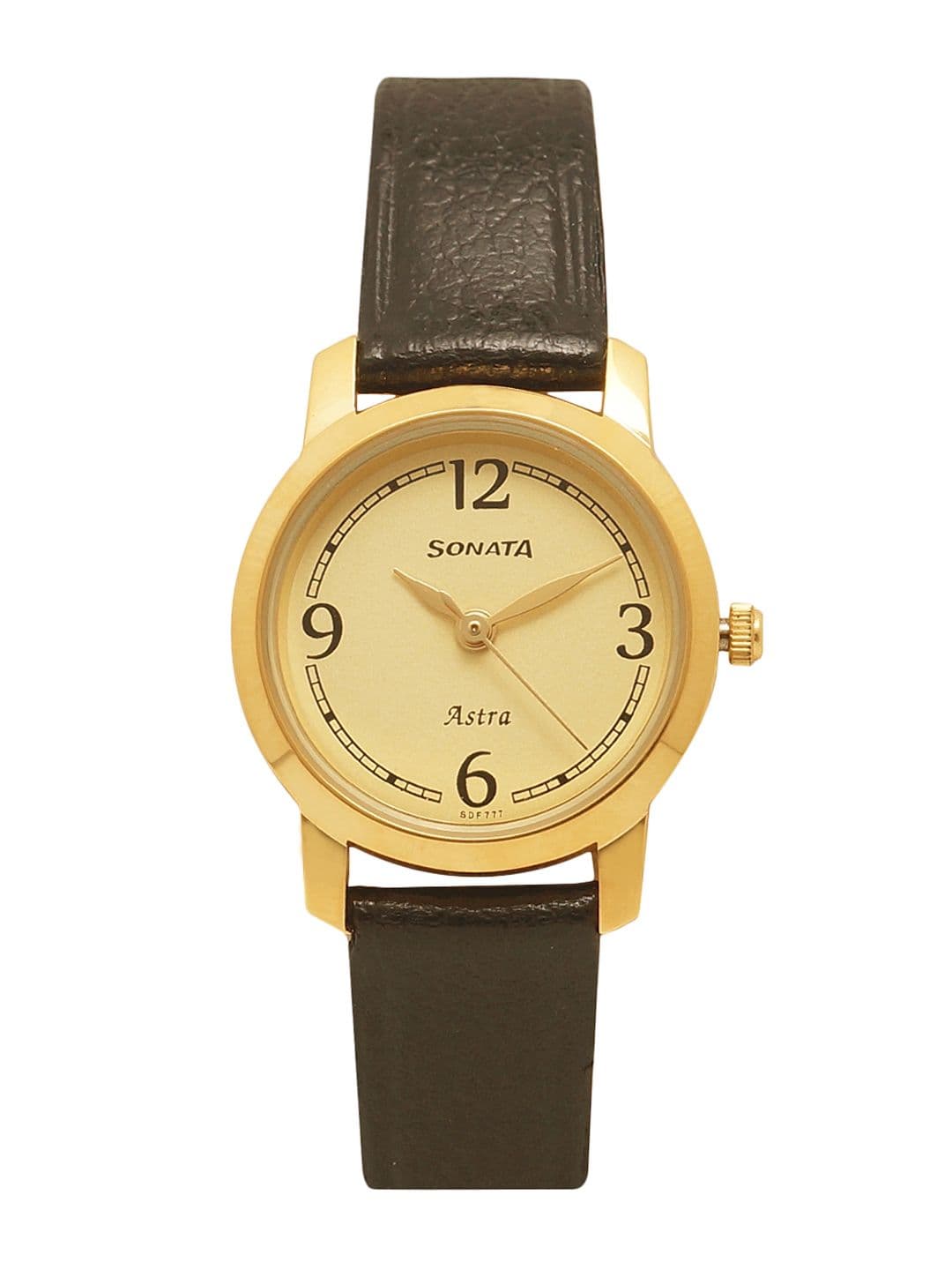Sonata Astra Quartz Analog With Champagne Dial Watch For Women - Nt87018yl02w - view 1