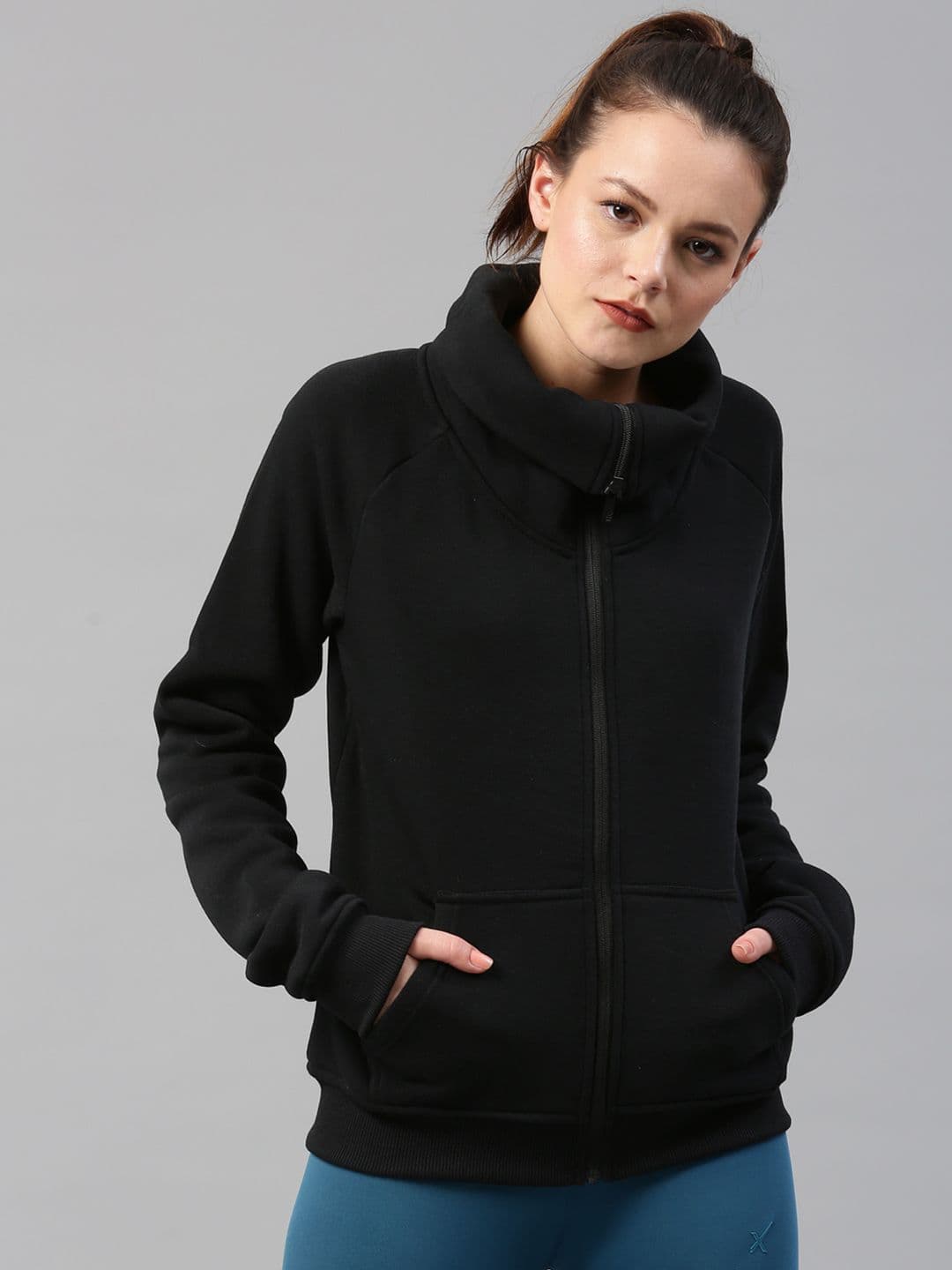 HRX by Hrithik Roshan Women Black Solid Bomber - view 1