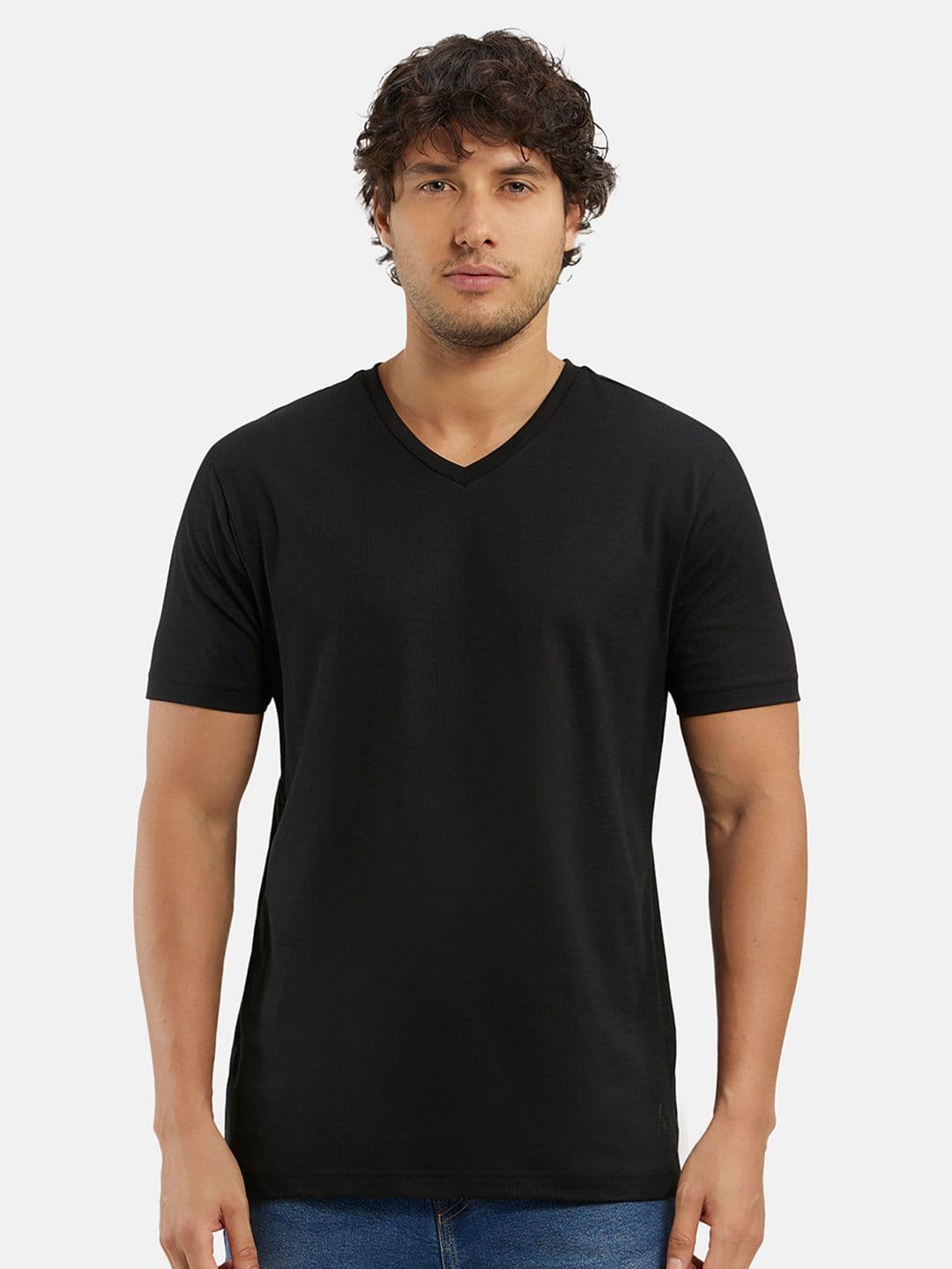 Jockey Super Combed Cotton Rich Solid V Neck Half Sleeve Tshirt-2726 - view 1
