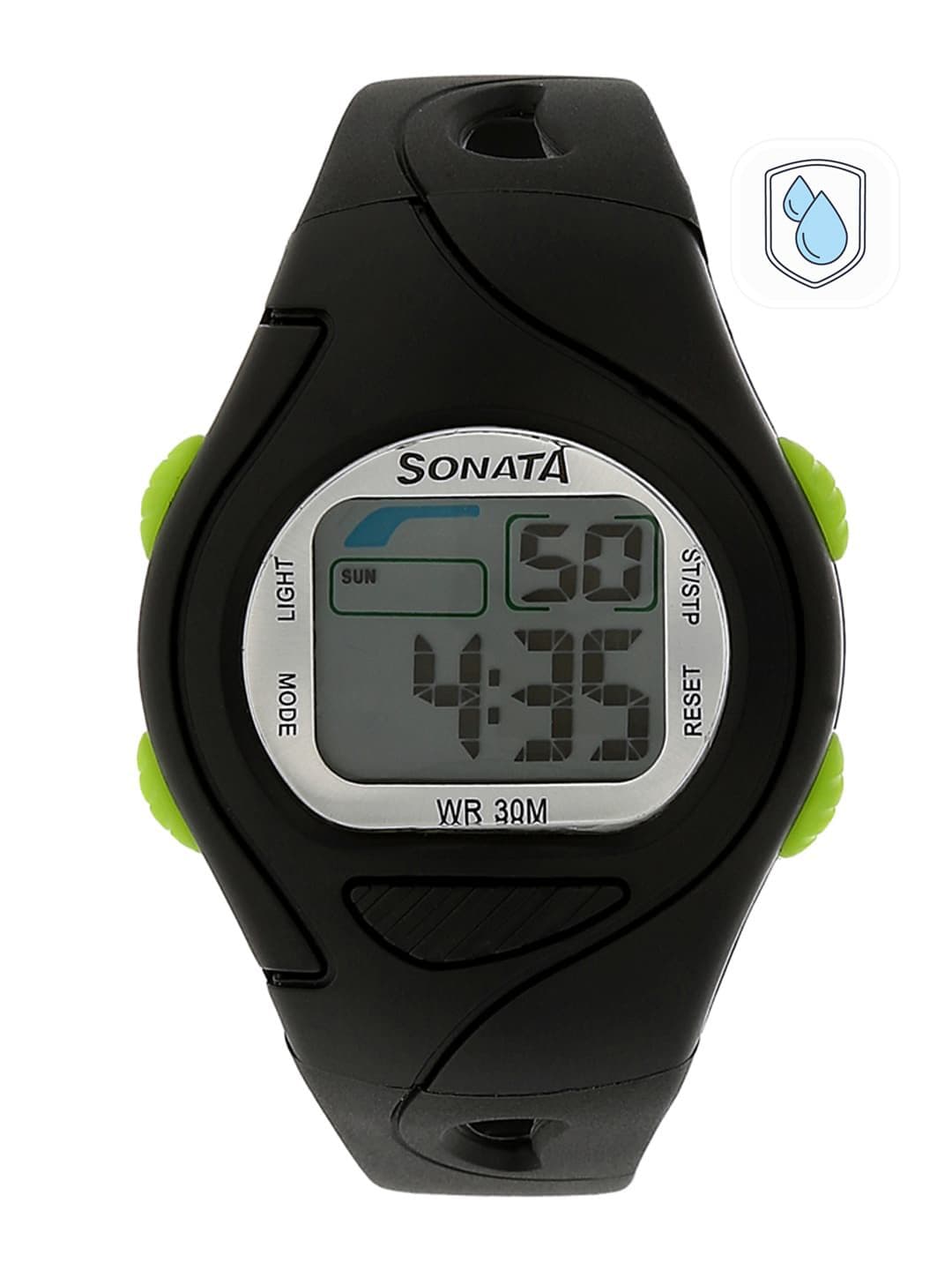 Sonata Sf Digital With Black Strap Unisex Watch - Nt87011pp01 - view 1