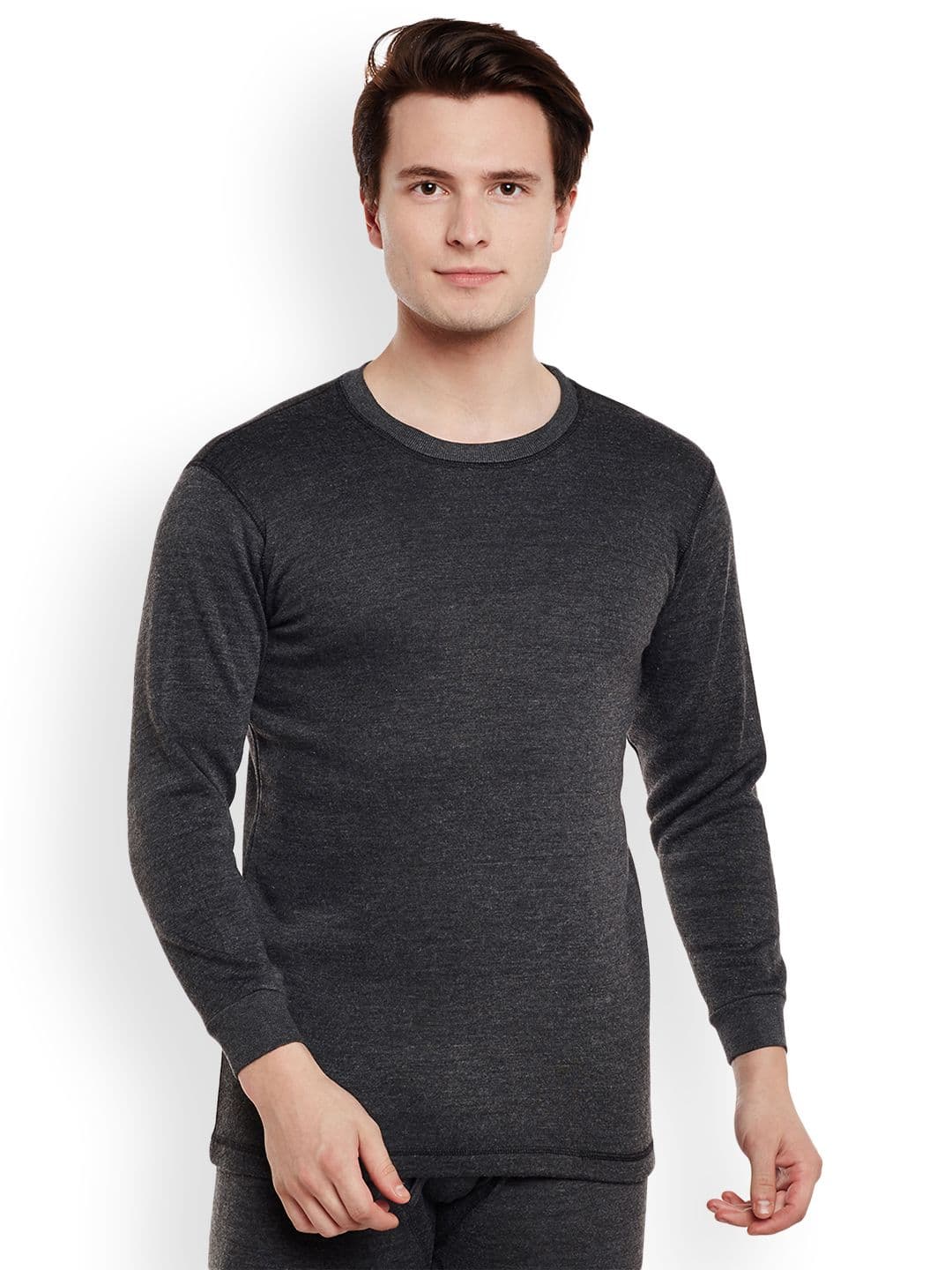 MACK JONNEY Men Charcoal Solid Thermal Top - view 1