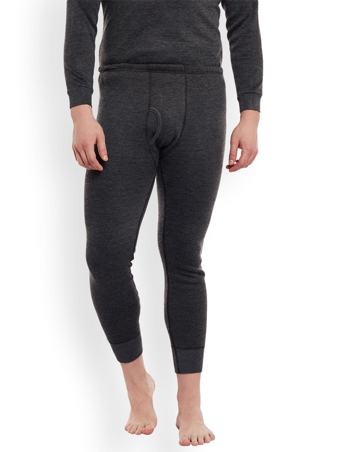 MACK JONNEY Men Charcoal Solid Thermal Bottoms Cover_lower_001 - view 1