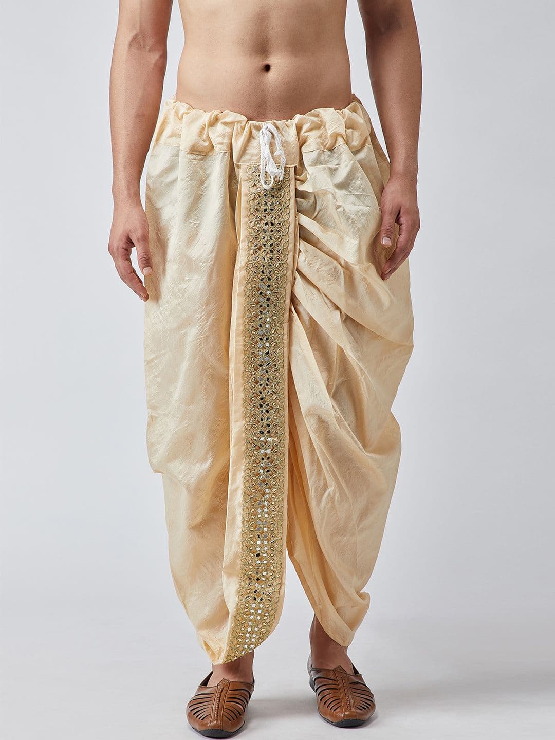 SOJANYA Men Beige & Gold-Toned Dhoti Pants - view 1