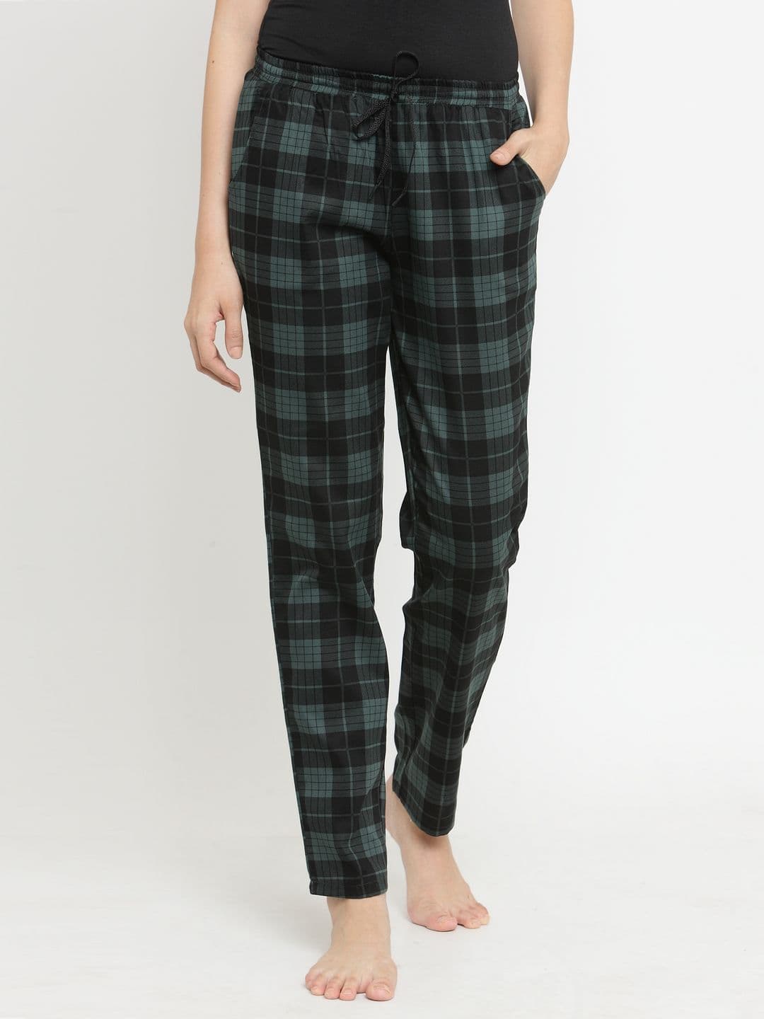 Claura Women Green & Black Checked Regular Fit Pyjama Lower-12 - view 1