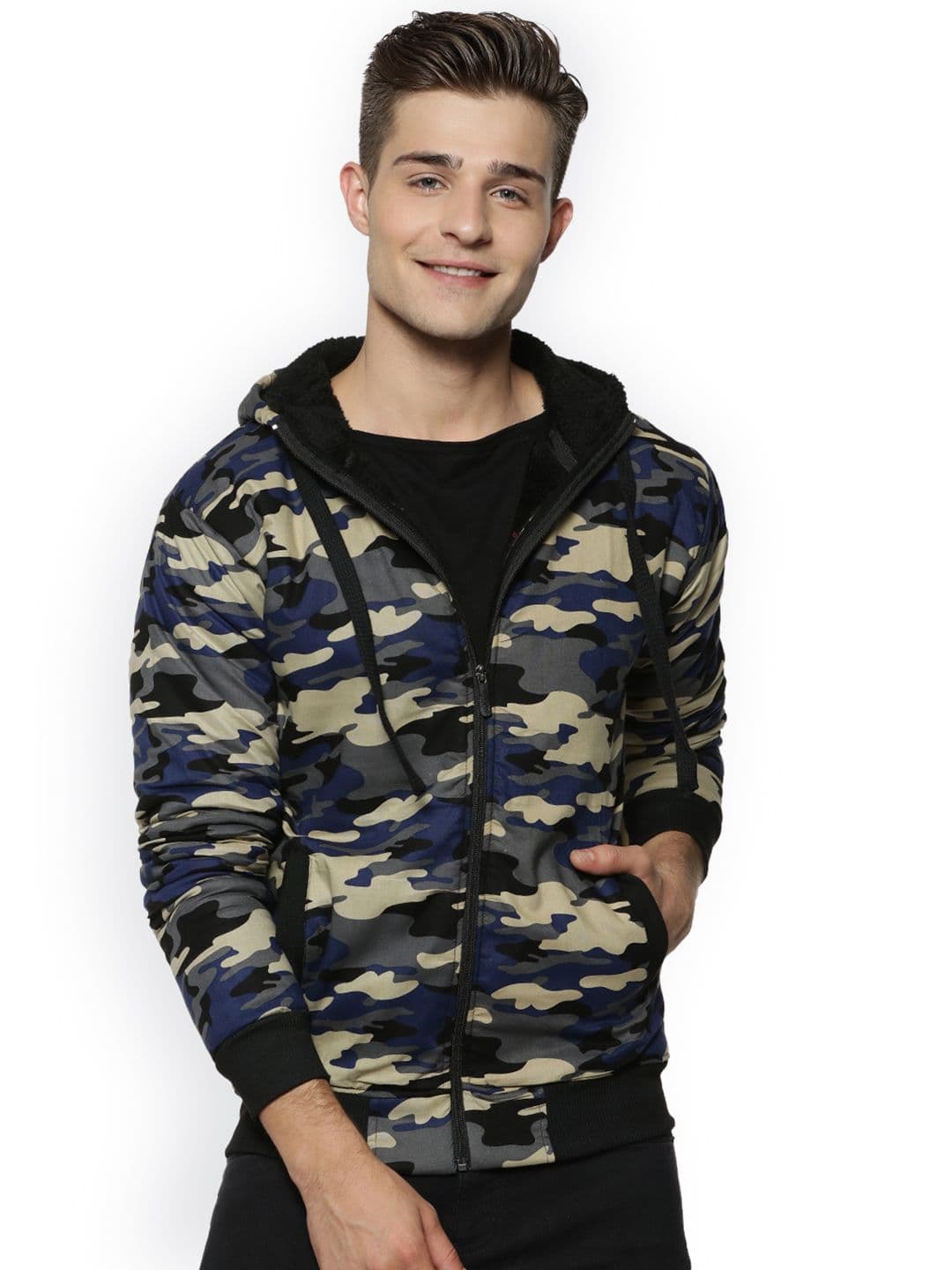 CAHOOT Men Blue Printed Bomber - view 1