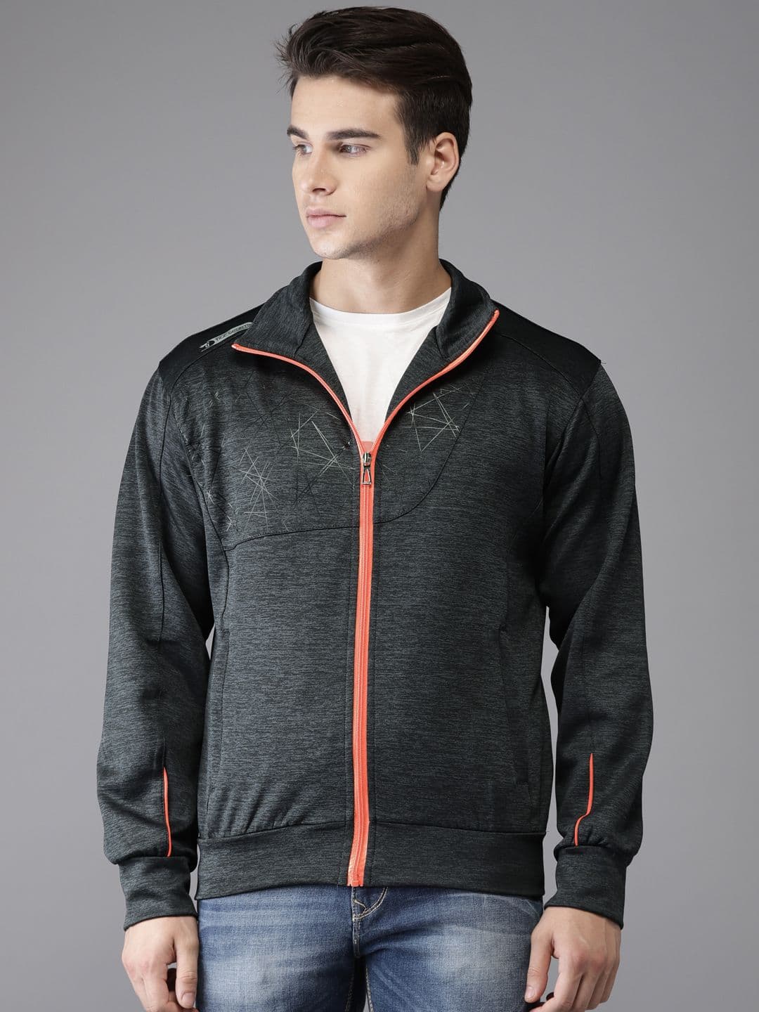 The Indian Garage Co Men Charcoal Grey Solid Bomber - view 1