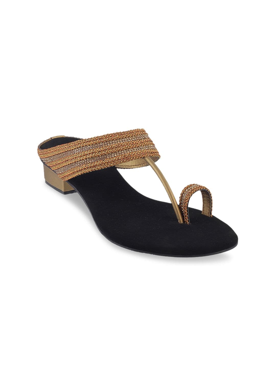 Mochi Women Gold-Toned Woven Design Sandals - view 1