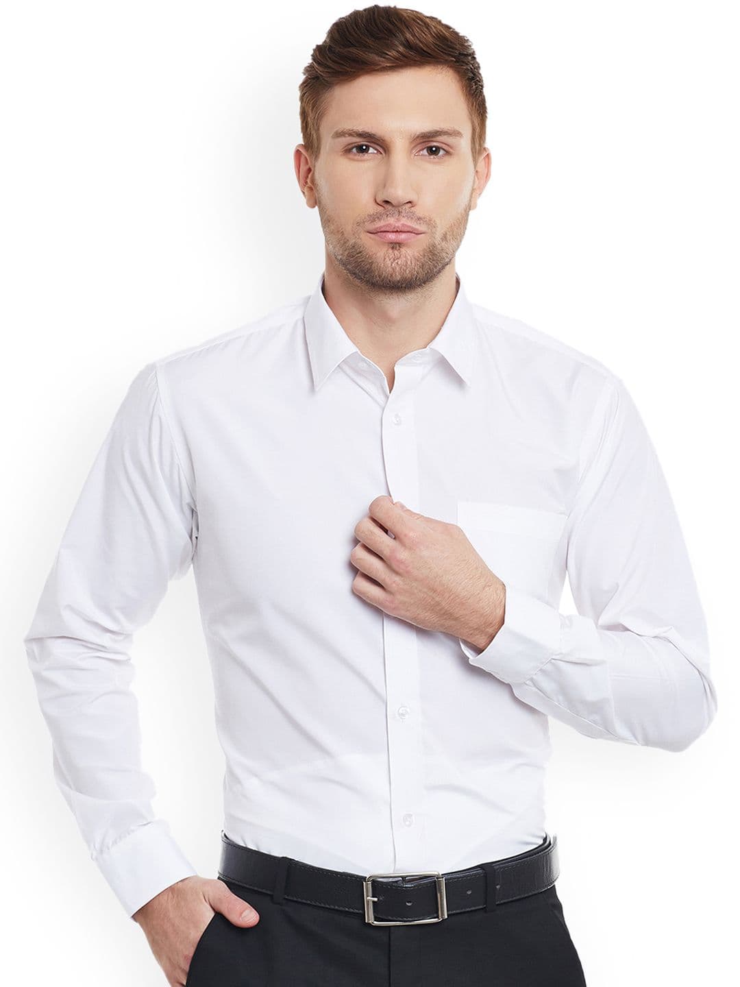 English Navy Men White Slim Fit Formal Shirt - view 1
