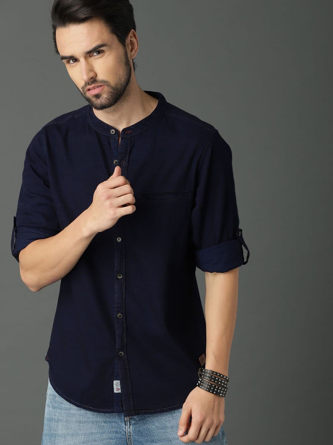 Roadster Men Navy Blue Regular Fit Solid Casual Shirt - view 1