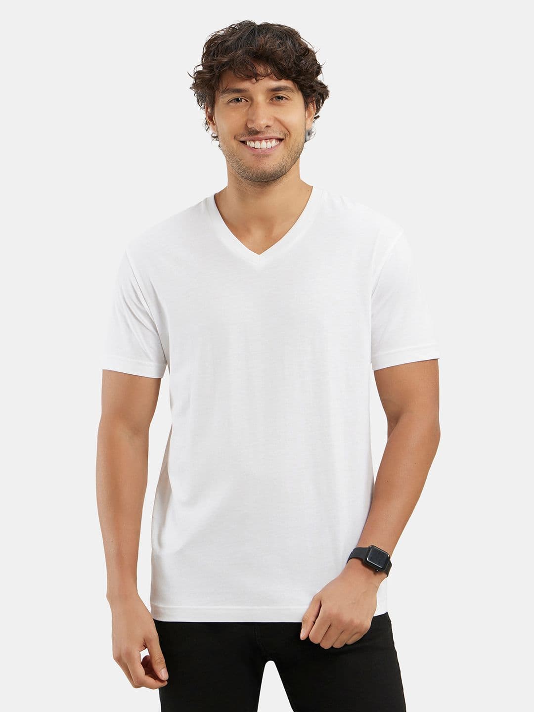 Jockey Super Combed Cotton Rich Solid V Neck Half Sleeve T-shirt -2726 - view 1