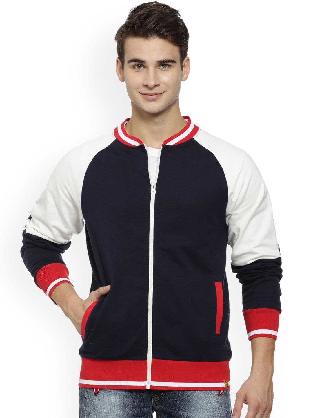 CAHOOT Men Blue Colourblocked Bomber - view 1