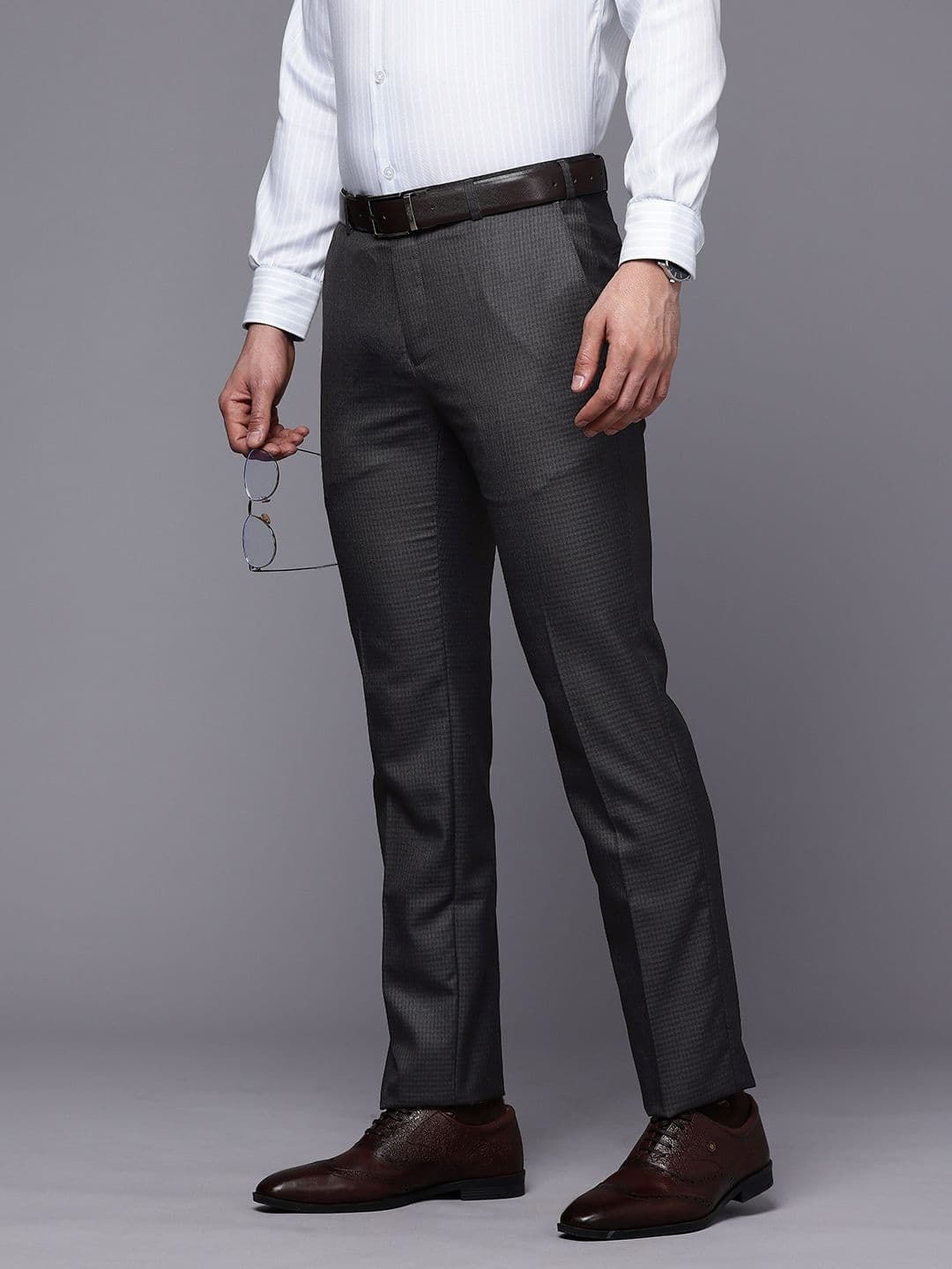 Raymond Men Checked Slim Fit Formal Trousers - view 1