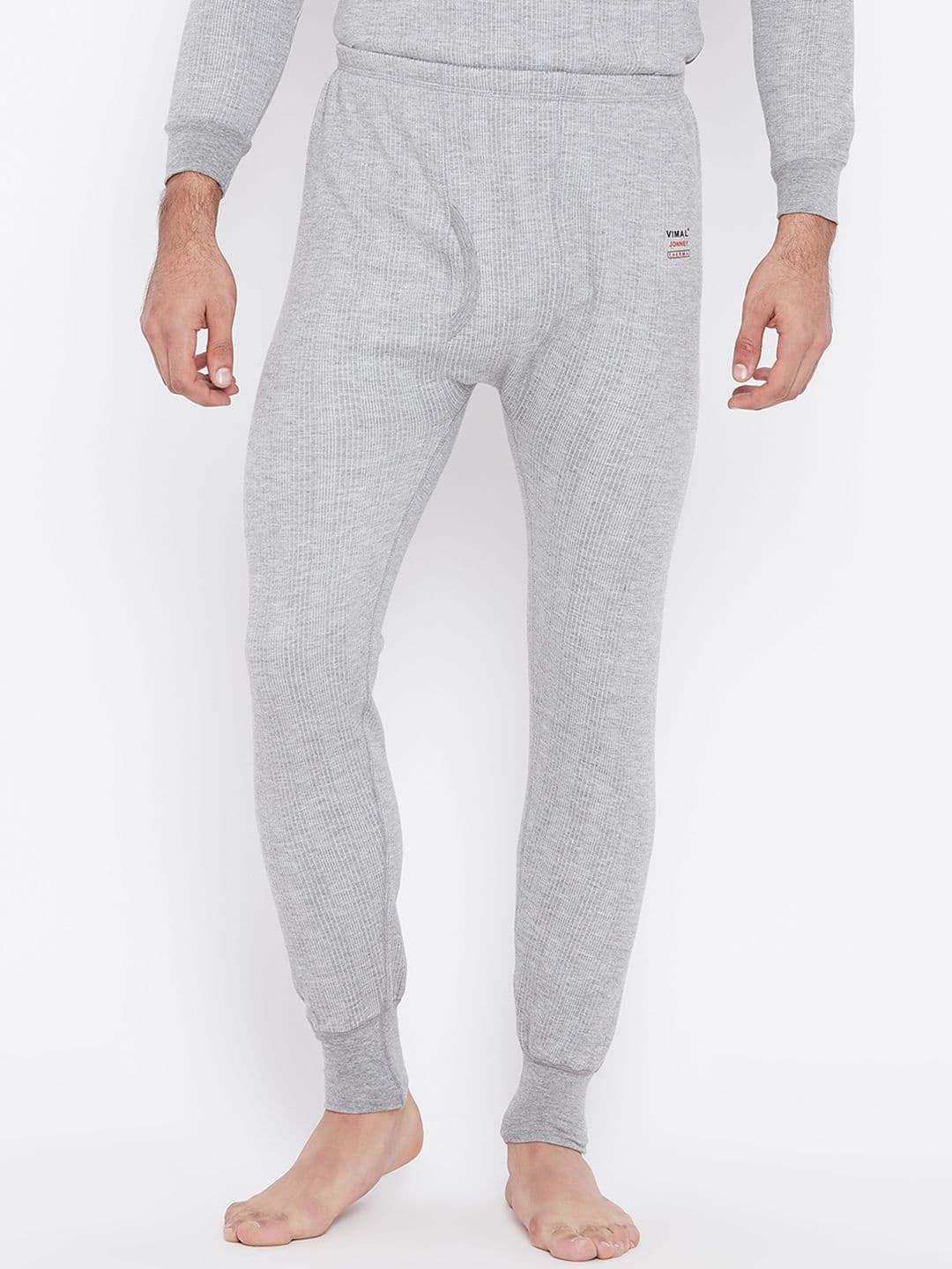 MACK JONNEY Men Grey Melange Thermal Bottoms thermal_lowerMlng_01 - view 1