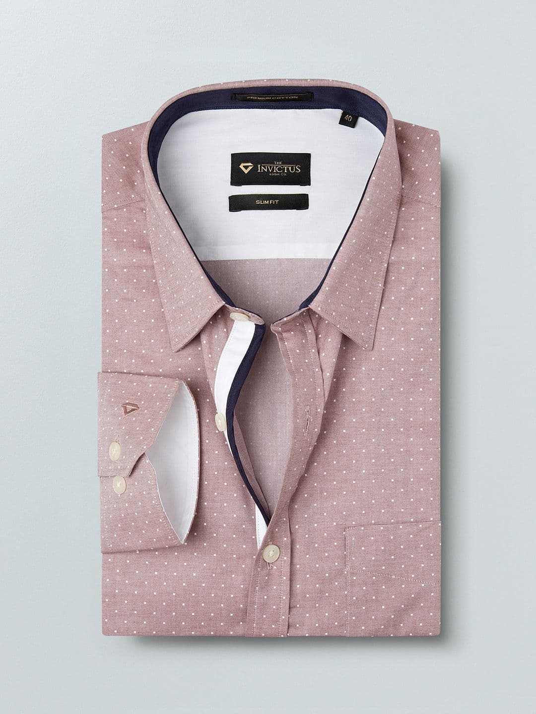 INVICTUS Mauve Printed Slim Fit Sustainable Formal Shirt - view 1